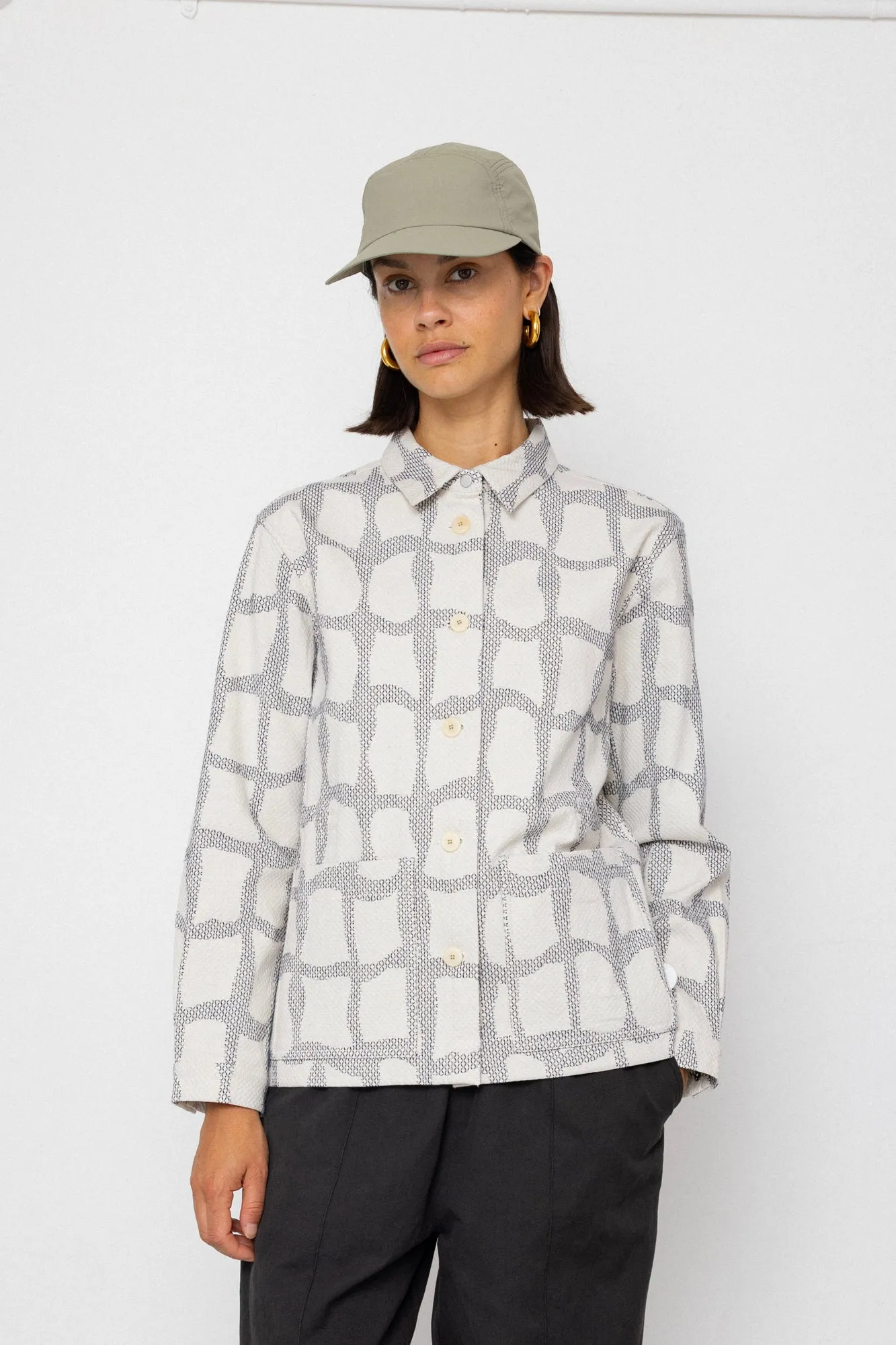 Assembly Jacket - Irregular Block Jacquard Ecru sold by Folk product image thumbnail 5