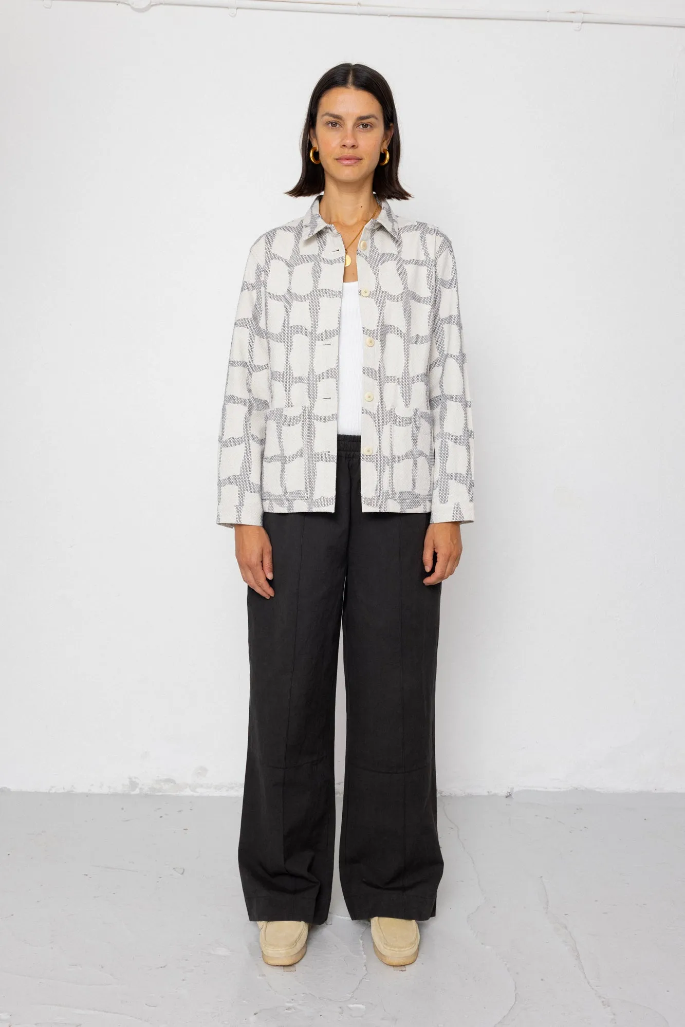 Assembly Jacket - Irregular Block Jacquard Ecru sold by Folk product image thumbnail 3