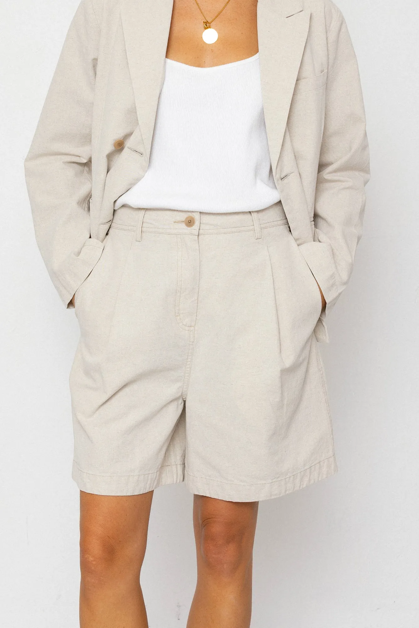 Boyfriend Shorts - Natural Linen Cotton Canvas sold by Folk product image thumbnail 2
