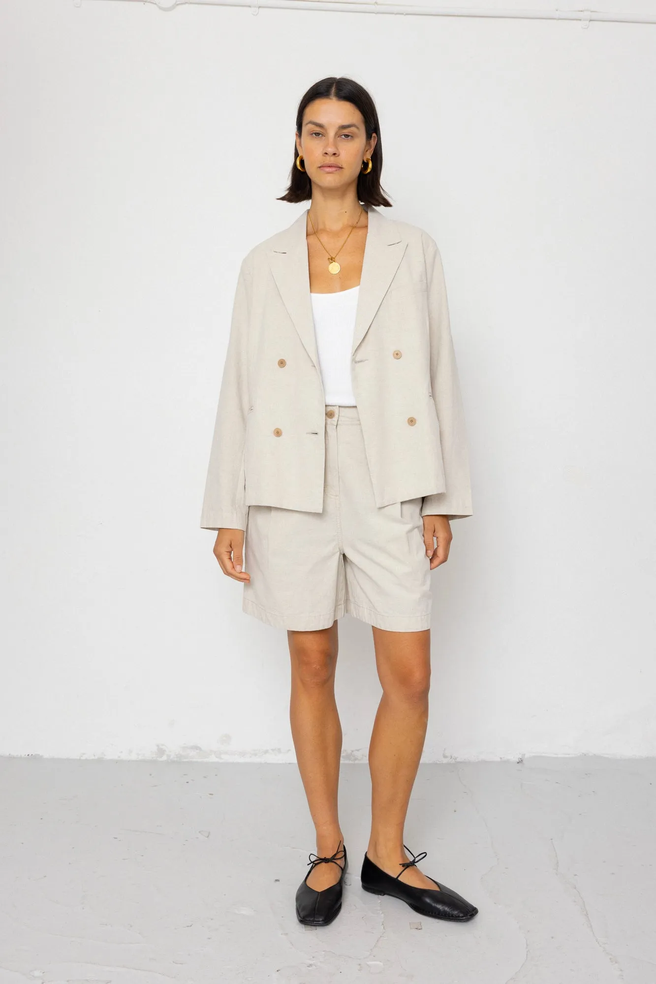 Boyfriend Shorts - Natural Linen Cotton Canvas sold by Folk product image thumbnail 3