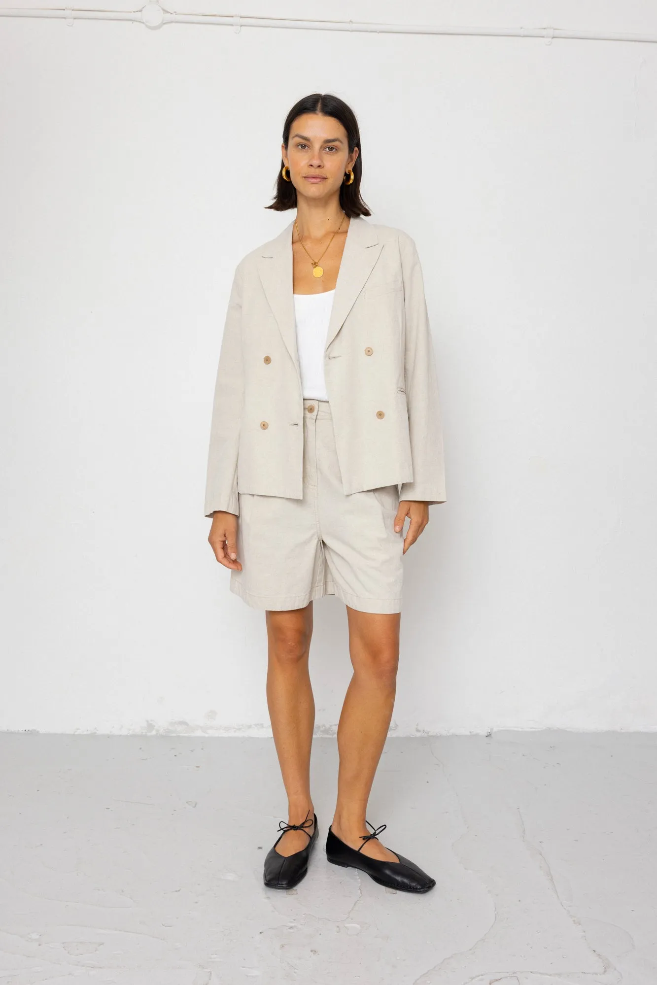 Boyfriend Shorts - Natural Linen Cotton Canvas sold by Folk