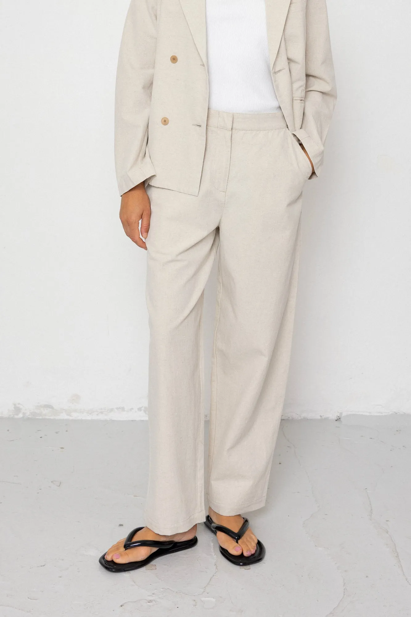 Suit Trousers - Natural Linen Cotton Canvas sold by Folk product image thumbnail 2