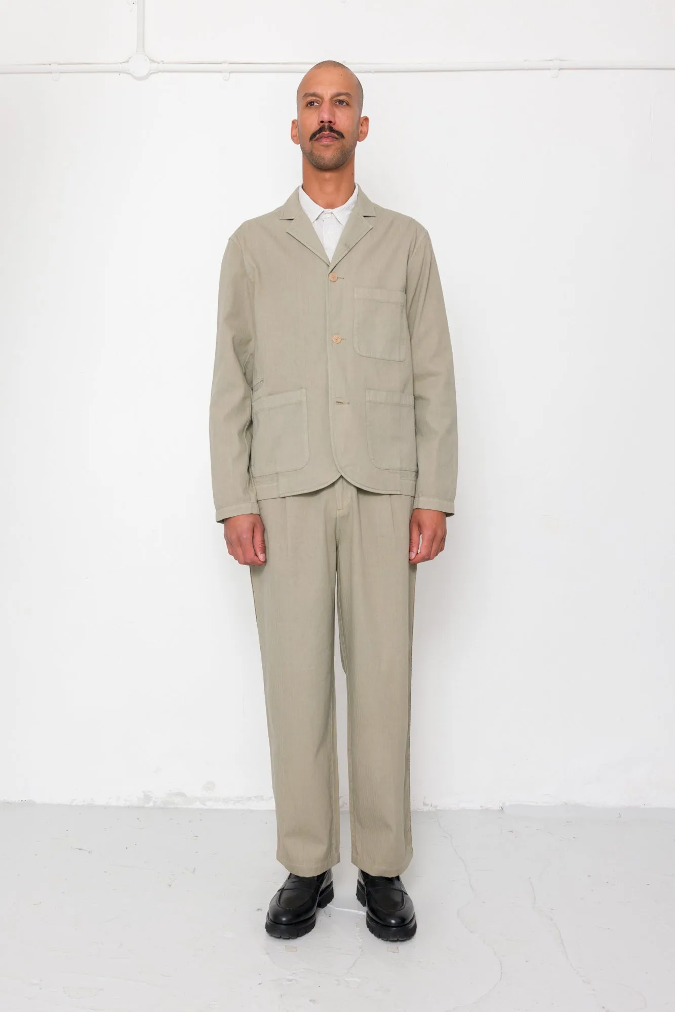 Wide Fit Trouser - Silver Sage Herringbone sold by Folk product image thumbnail 2