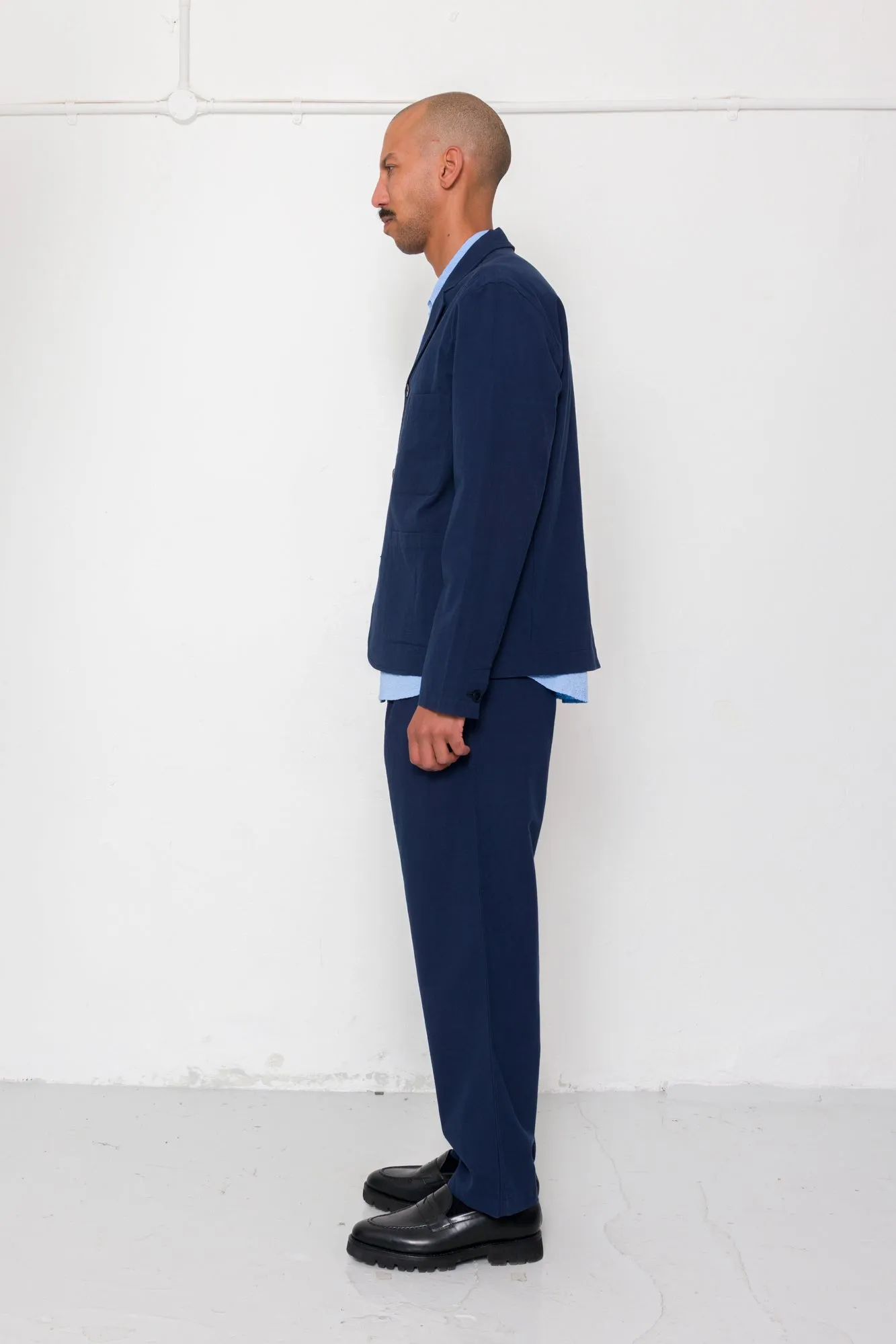 Wide Fit Blazer - Navy Textured Cotton sold by Folk product image thumbnail 4