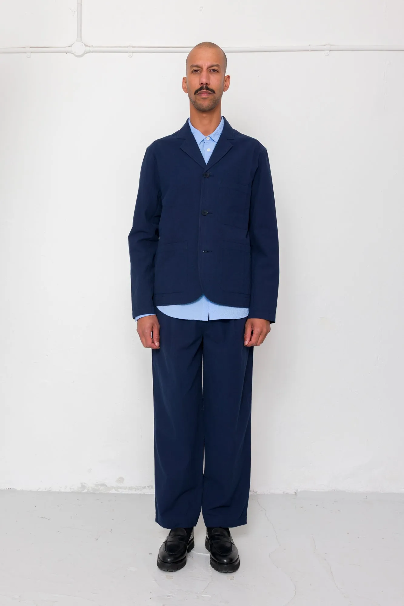 Wide Fit Blazer - Navy Textured Cotton sold by Folk product image thumbnail 2