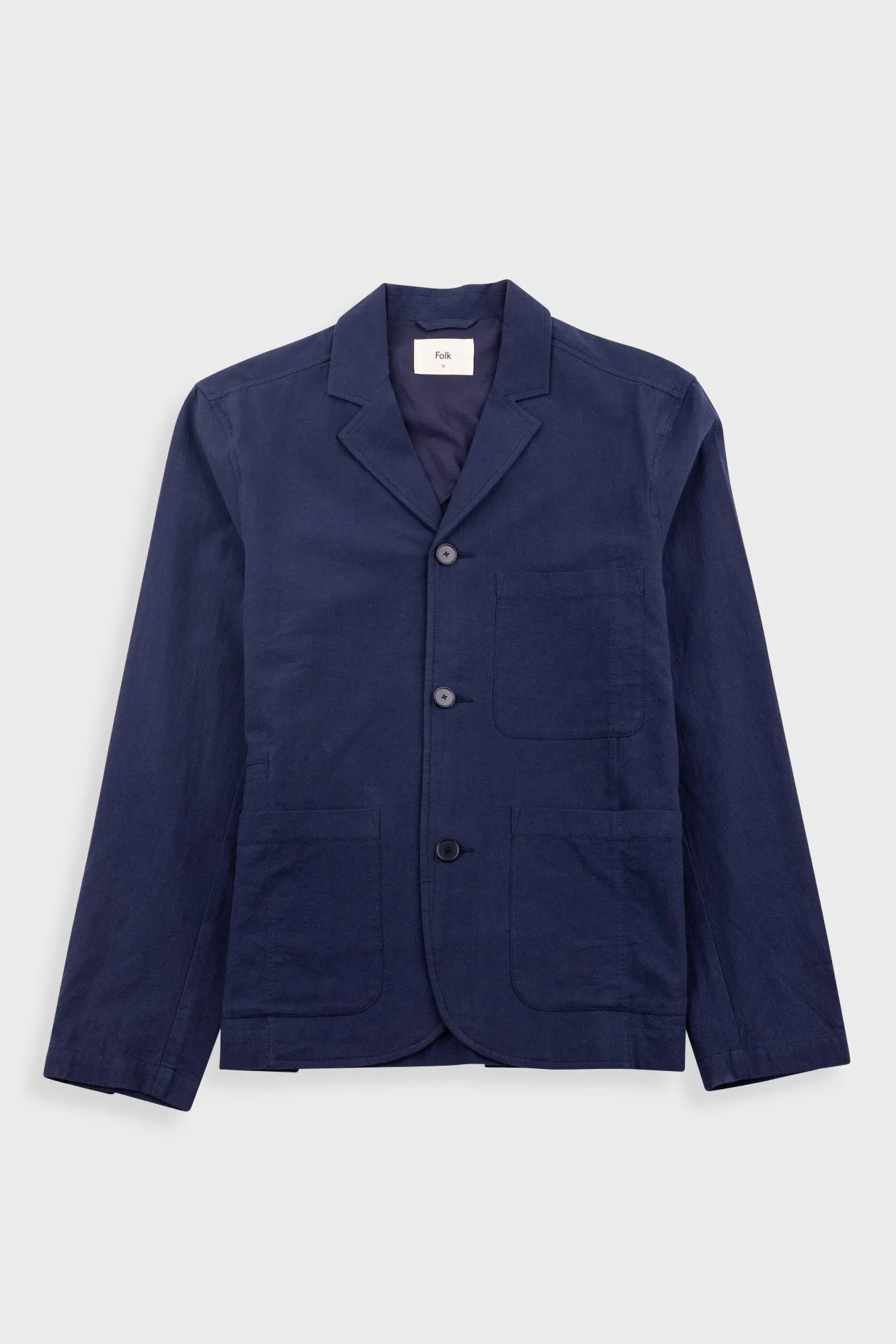Wide Fit Blazer - Navy Textured Cotton sold by Folk