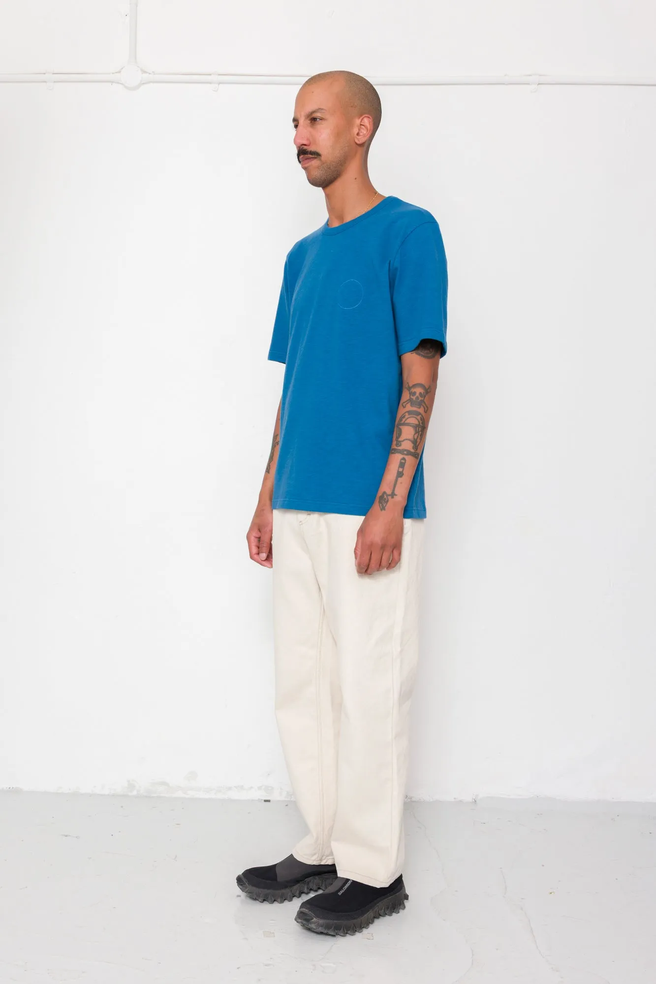 Slub Embroidered T-Shirt - Soft Blue sold by Folk product image thumbnail 3