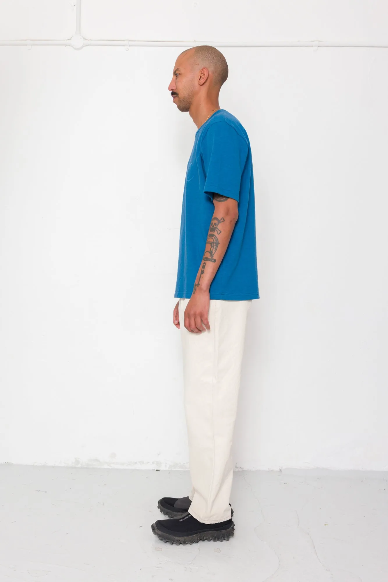 Slub Embroidered T-Shirt - Soft Blue sold by Folk product image thumbnail 4