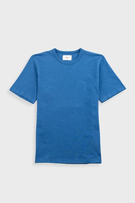 Slub Embroidered T-Shirt - Soft Blue sold by Folk