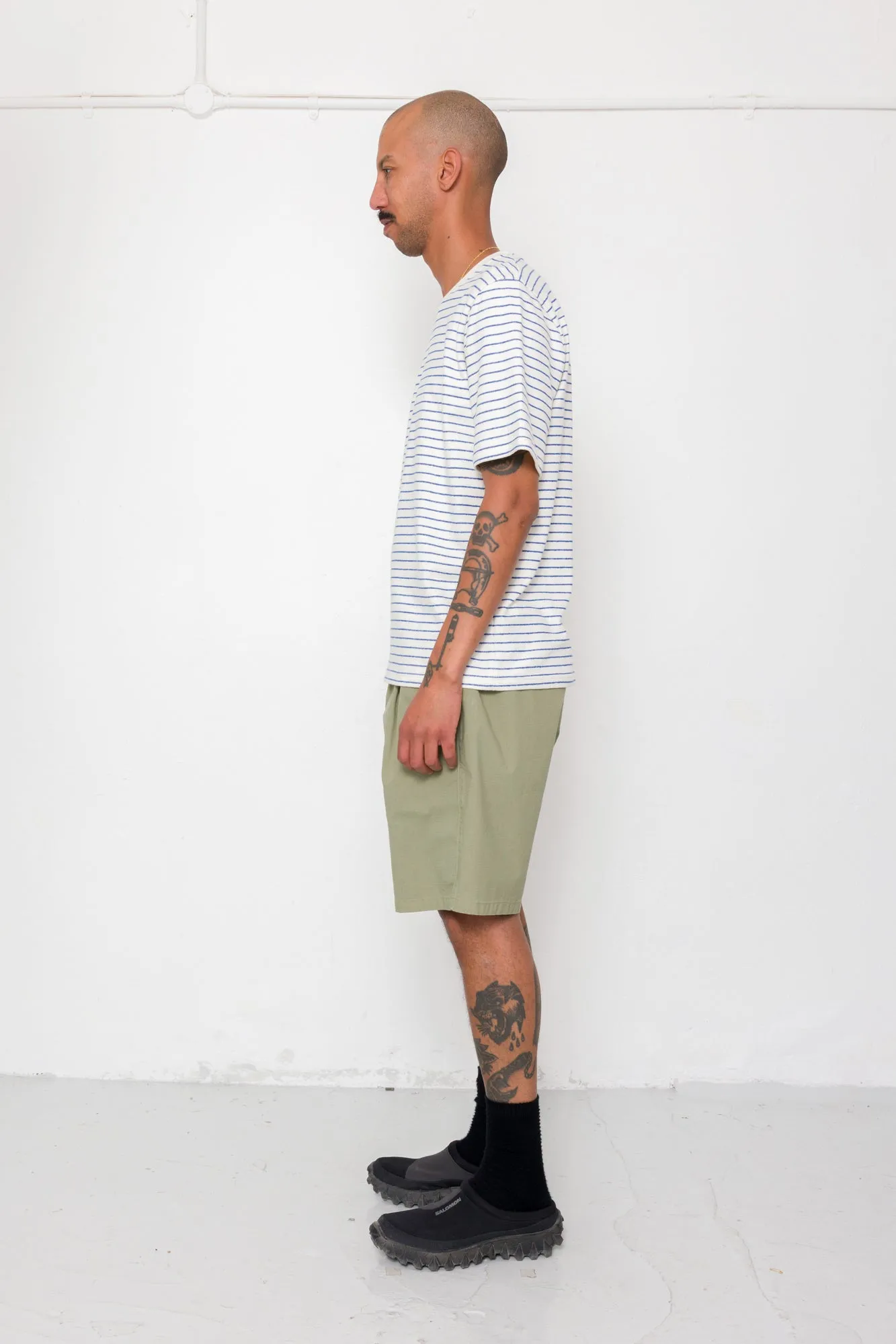 Short Sleeve Textured Striped T-Shirt - Ecru / Bright Blue sold by Folk product image thumbnail 4