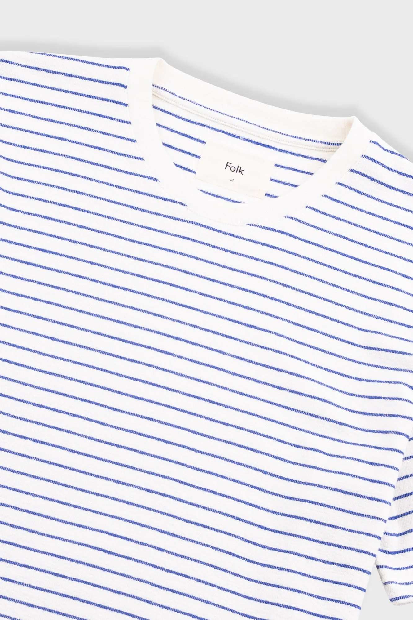 Short Sleeve Textured Striped T-Shirt - Ecru / Bright Blue sold by Folk product image thumbnail 5