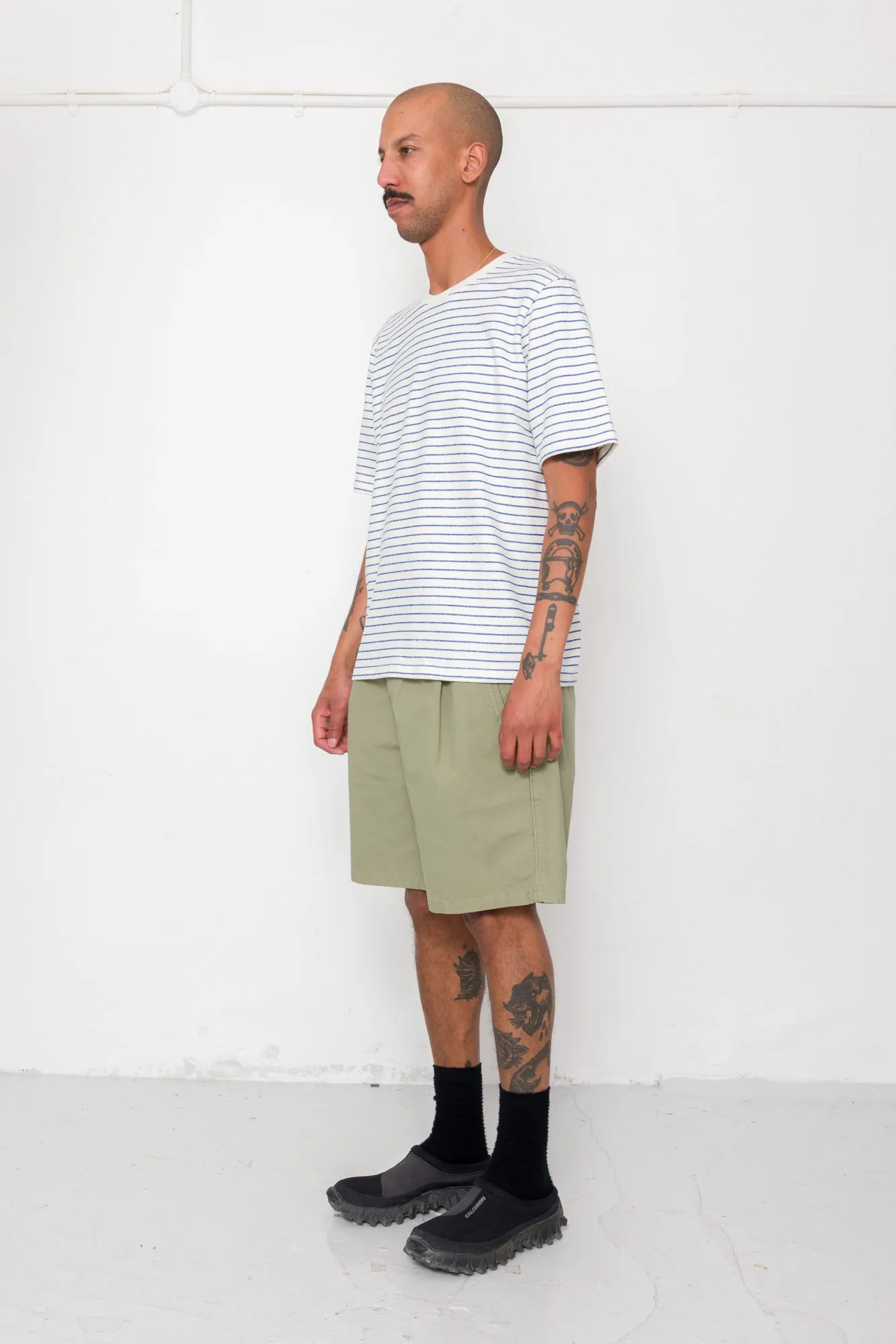 Short Sleeve Textured Striped T-Shirt - Ecru / Bright Blue sold by Folk product image thumbnail 3