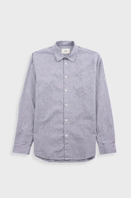 Relaxed Fit Shirt - Black Microstripe Linen sold by Folk