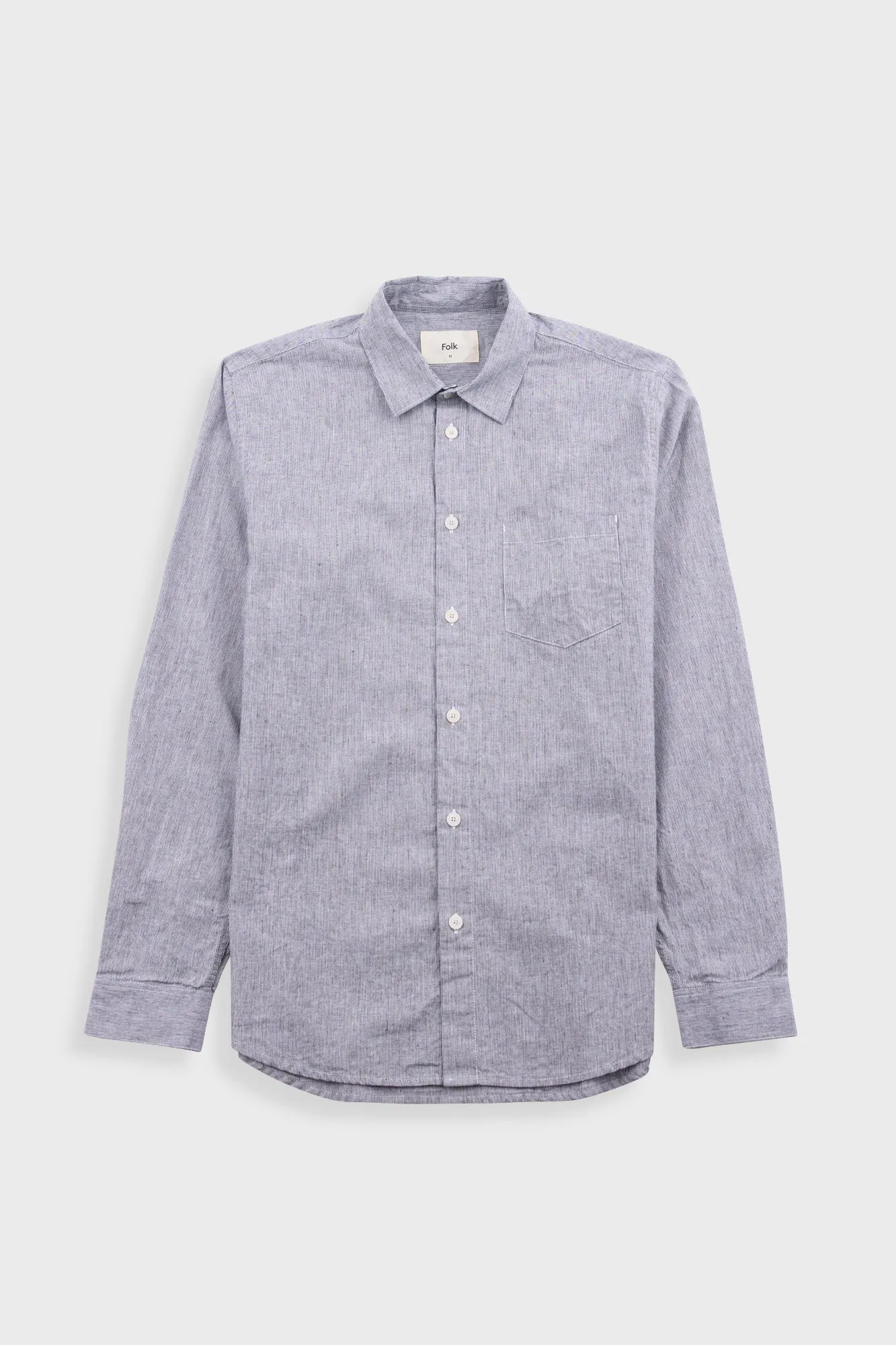 Relaxed Fit Shirt - Black Microstripe Linen sold by Folk