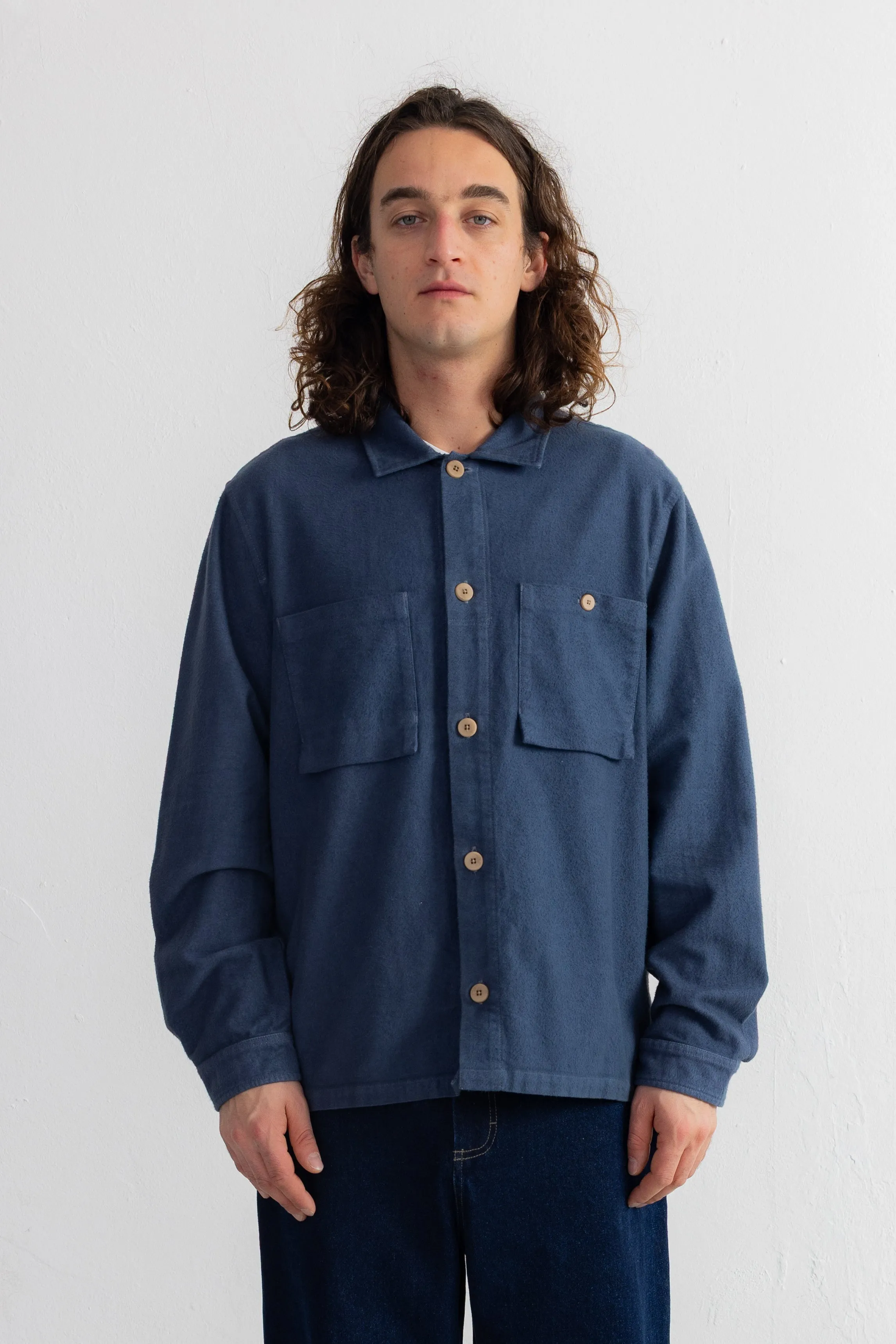 Patch Overshirt - Steel Blue Moleskin sold by Folk