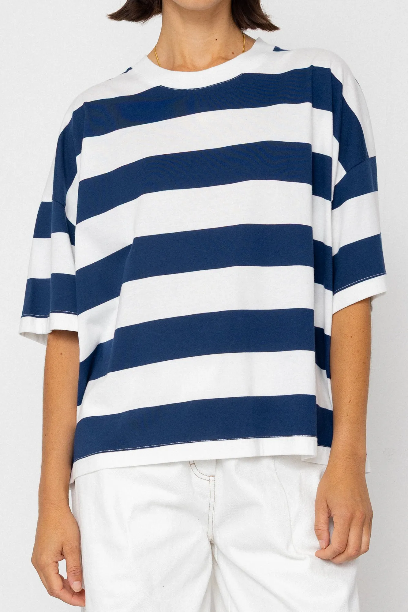 Boyfriend T-Shirt - Off White / Indigo Blue sold by Folk product image thumbnail 3