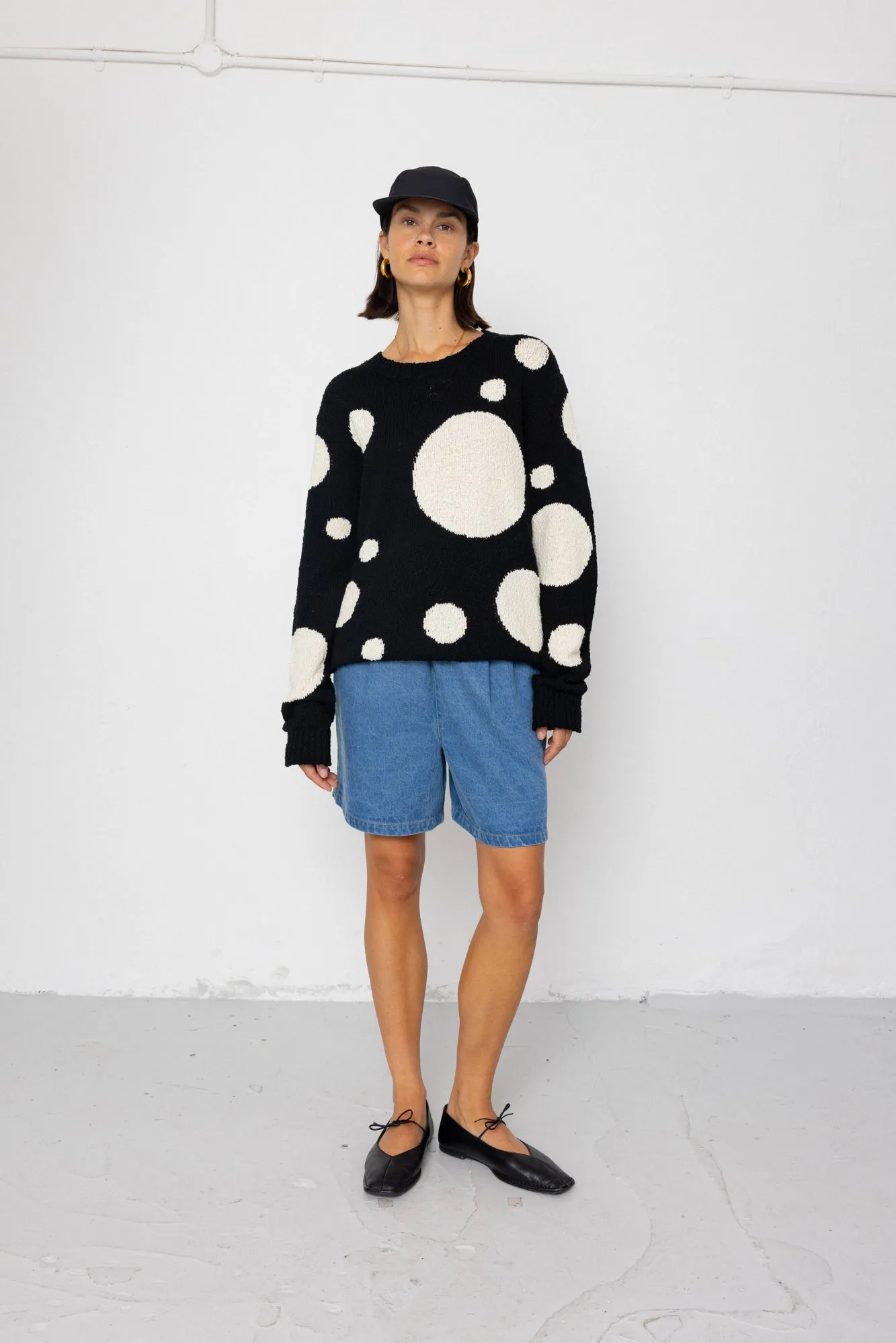 Chain Crew Jumper - Black / White Dot sold by Folk product image thumbnail 5