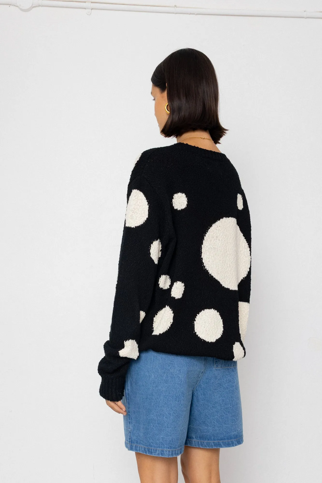 Chain Crew Jumper - Black / White Dot sold by Folk product image thumbnail 4