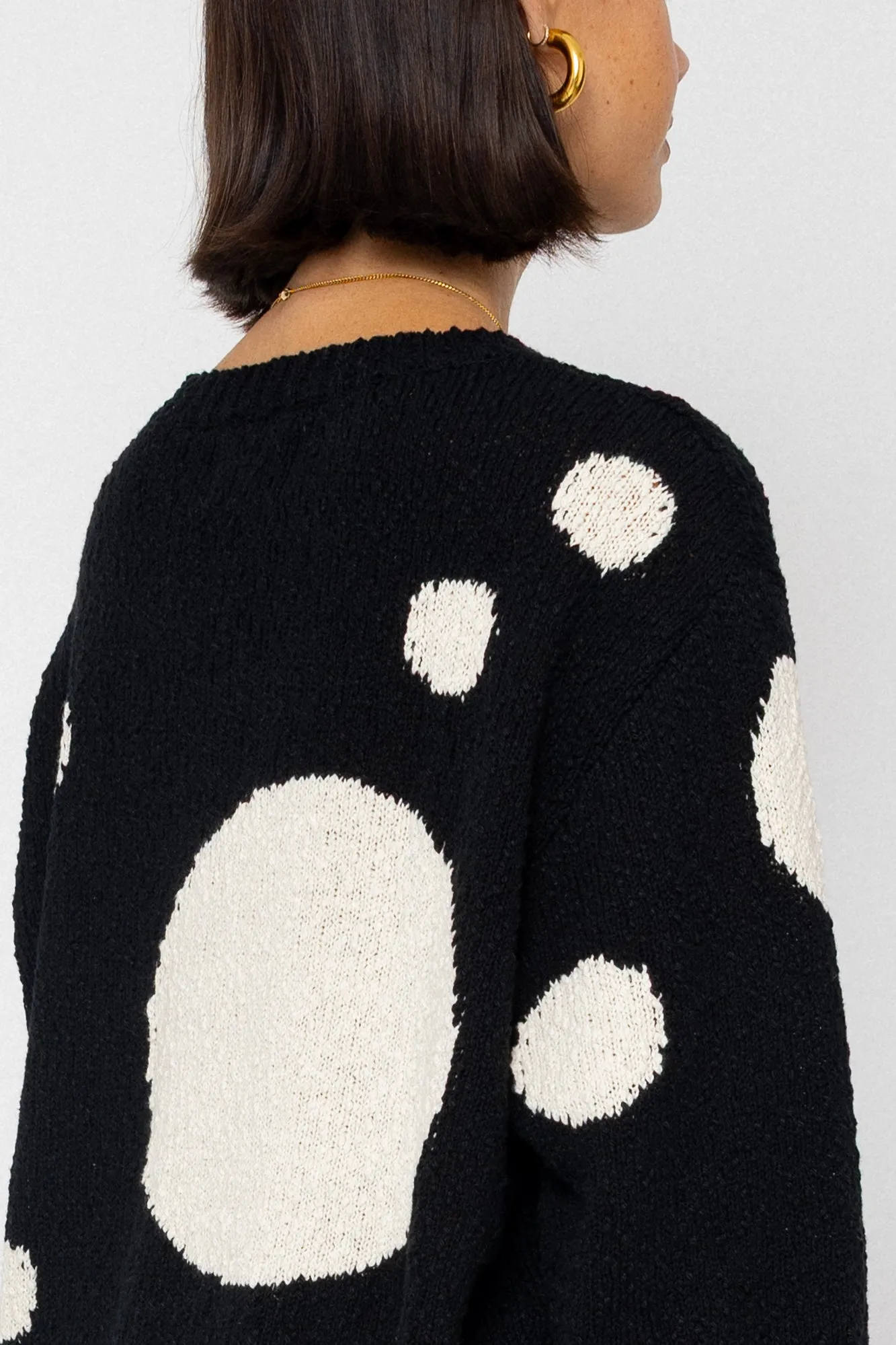 Chain Crew Jumper - Black / White Dot sold by Folk product image thumbnail 2