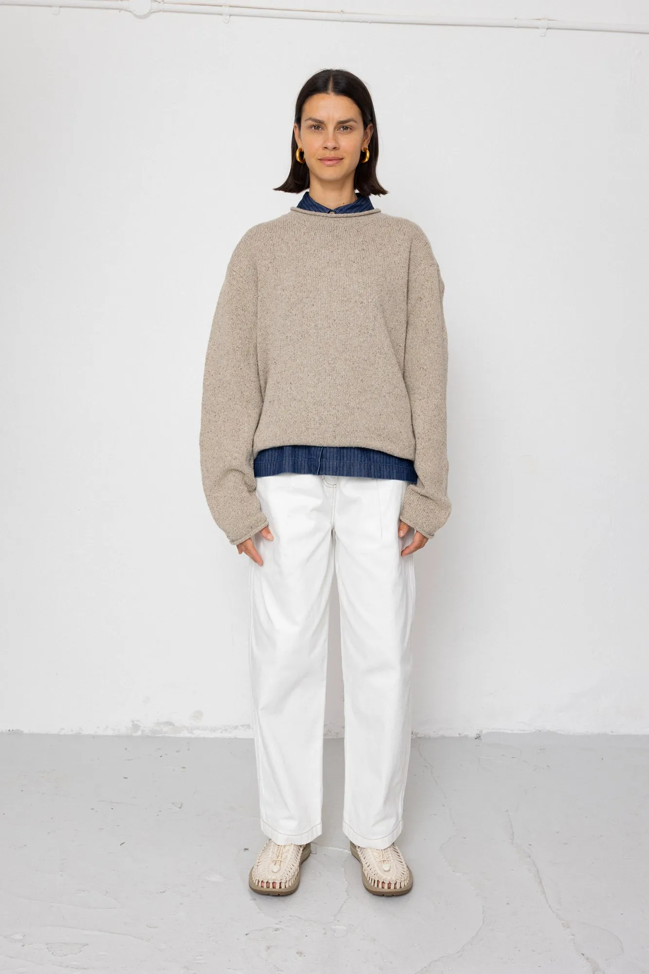 Slouch Crew Jumper - Natural Circle sold by Folk