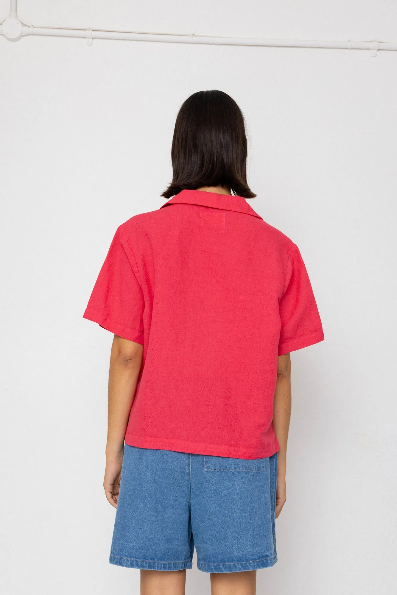 Short Sleeve Soft Collar Shirt - Rose Red sold by Folk product image thumbnail 5