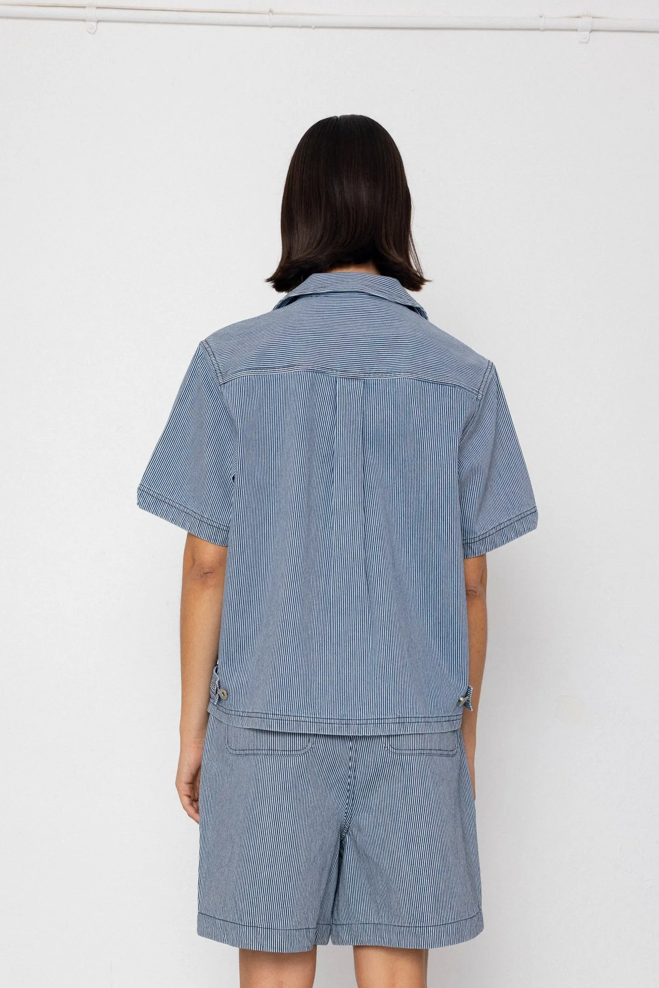 Workers Short Sleeve Shirt - Indigo Ticking Stripe sold by Folk product image thumbnail 4