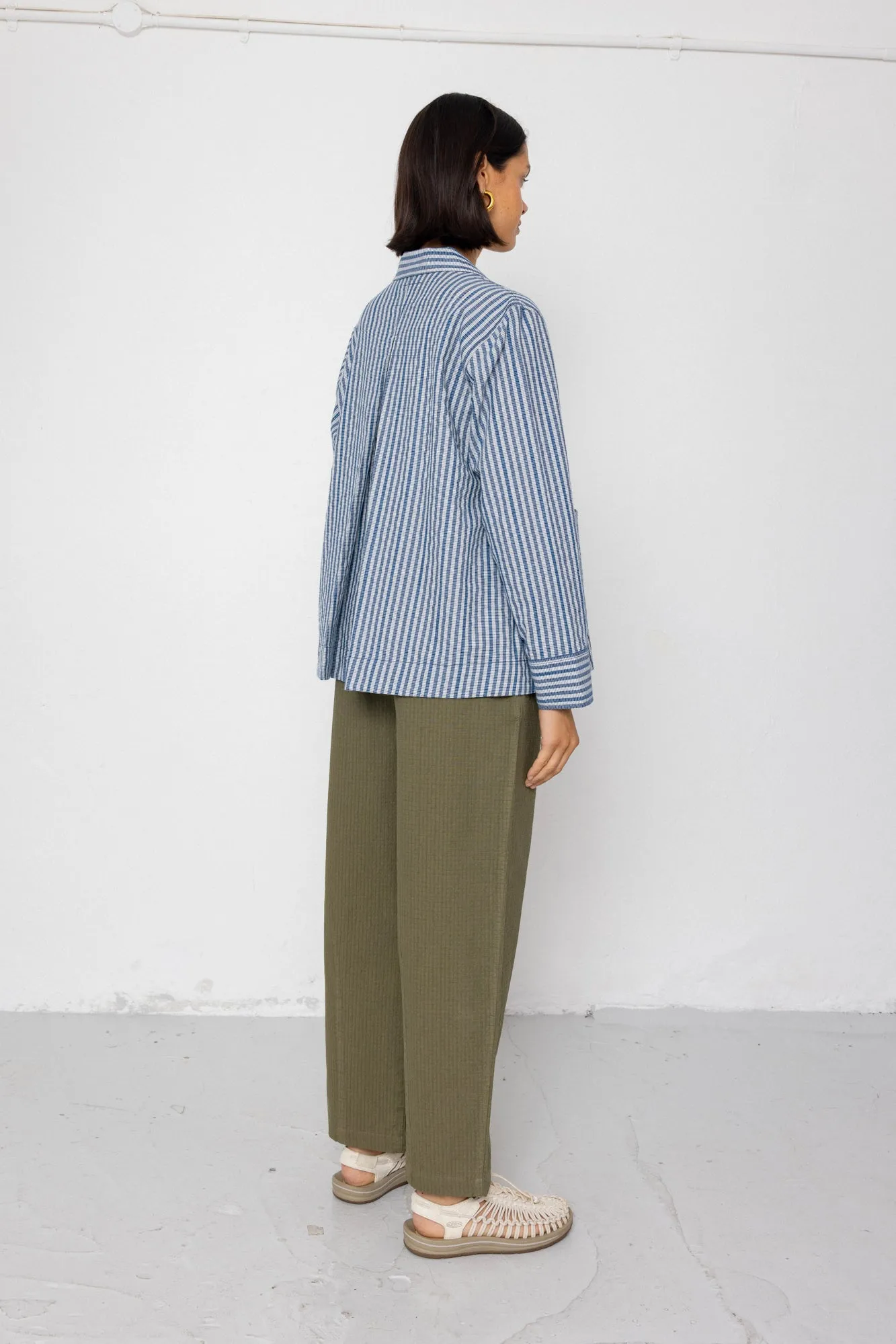 Pleated Shirt - Indigo Crinkle Mini Check sold by Folk product image thumbnail 3