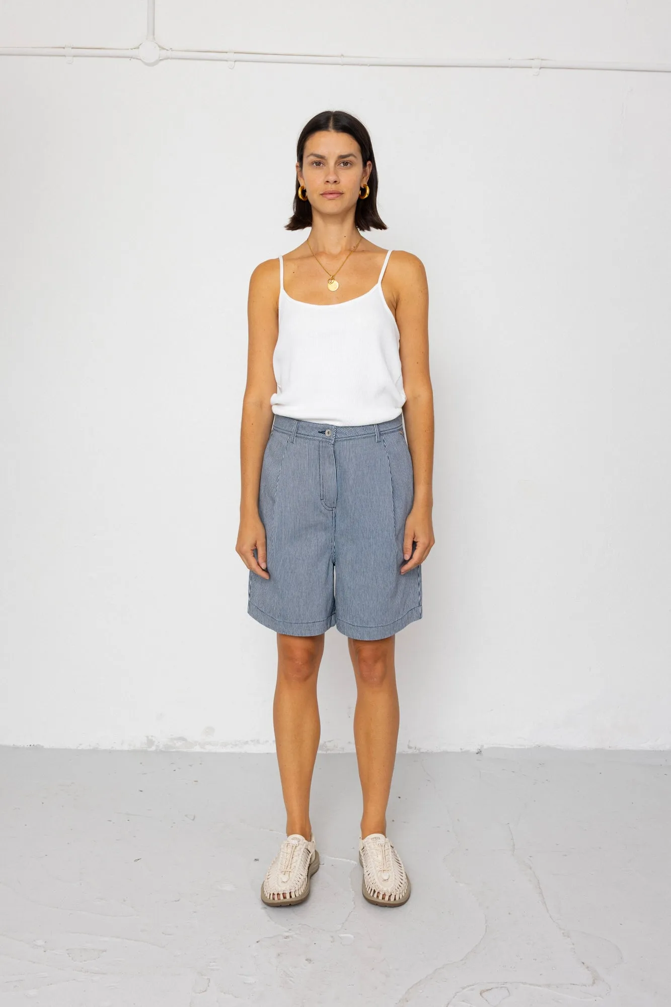 Boyfriend Shorts - Indigo Ticking Stripe sold by Folk product image thumbnail 3