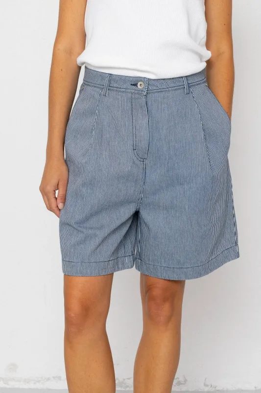 Boyfriend Shorts - Indigo Ticking Stripe made by Folk