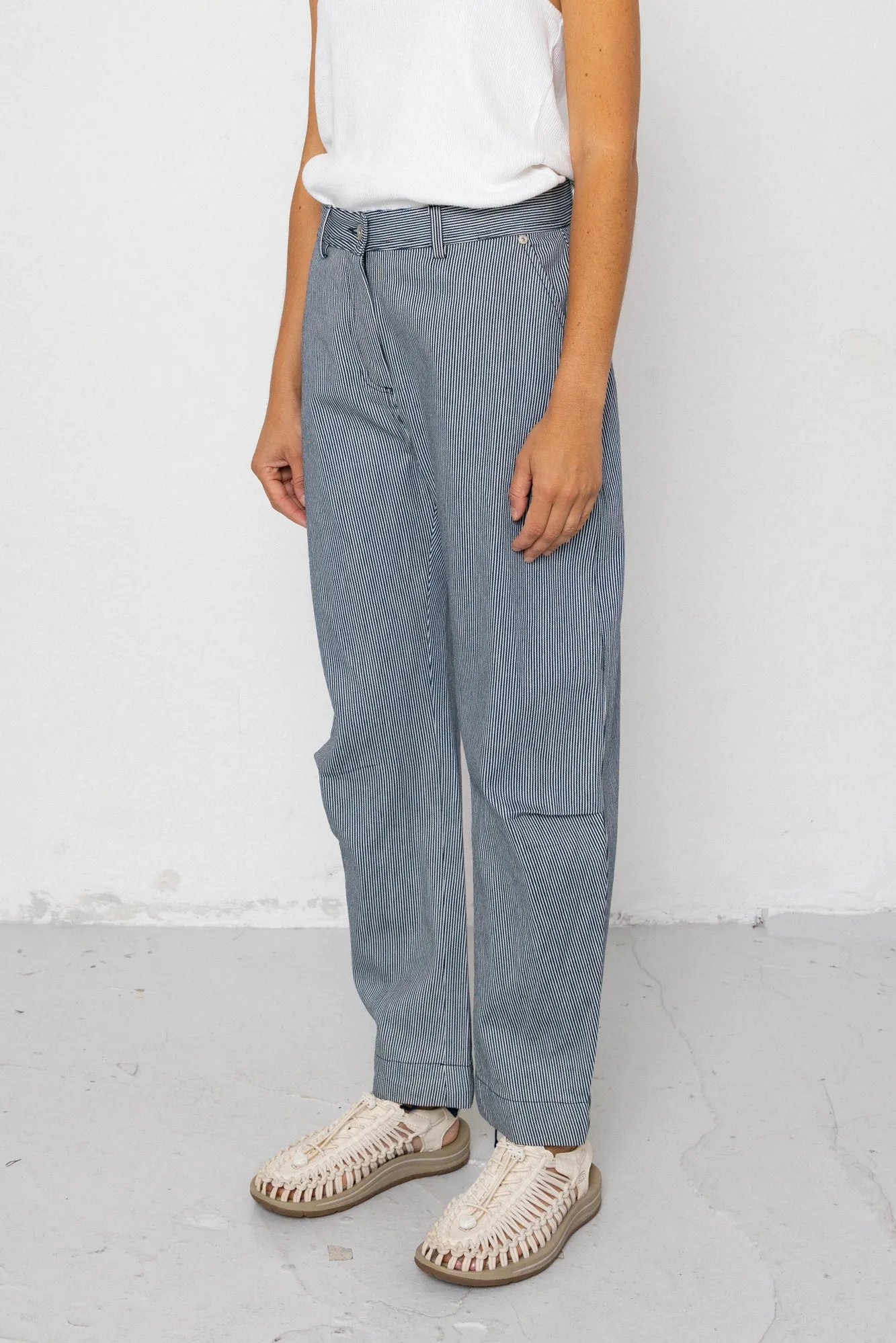 Barrel Trousers - Indigo Ticking Stripe sold by Folk product image thumbnail 2