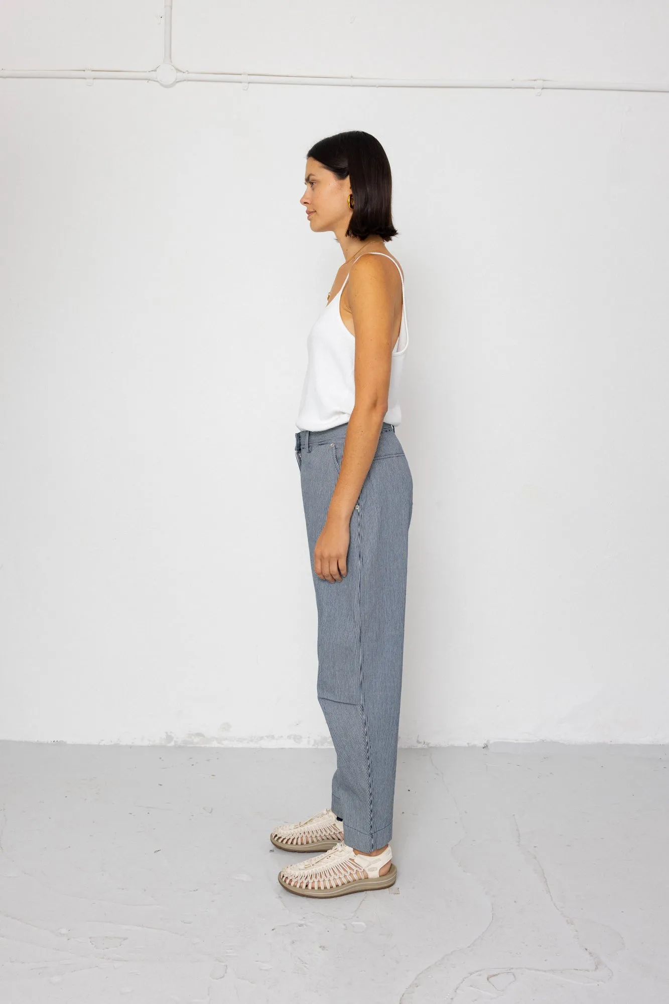 Barrel Trousers - Indigo Ticking Stripe sold by Folk product image thumbnail 4