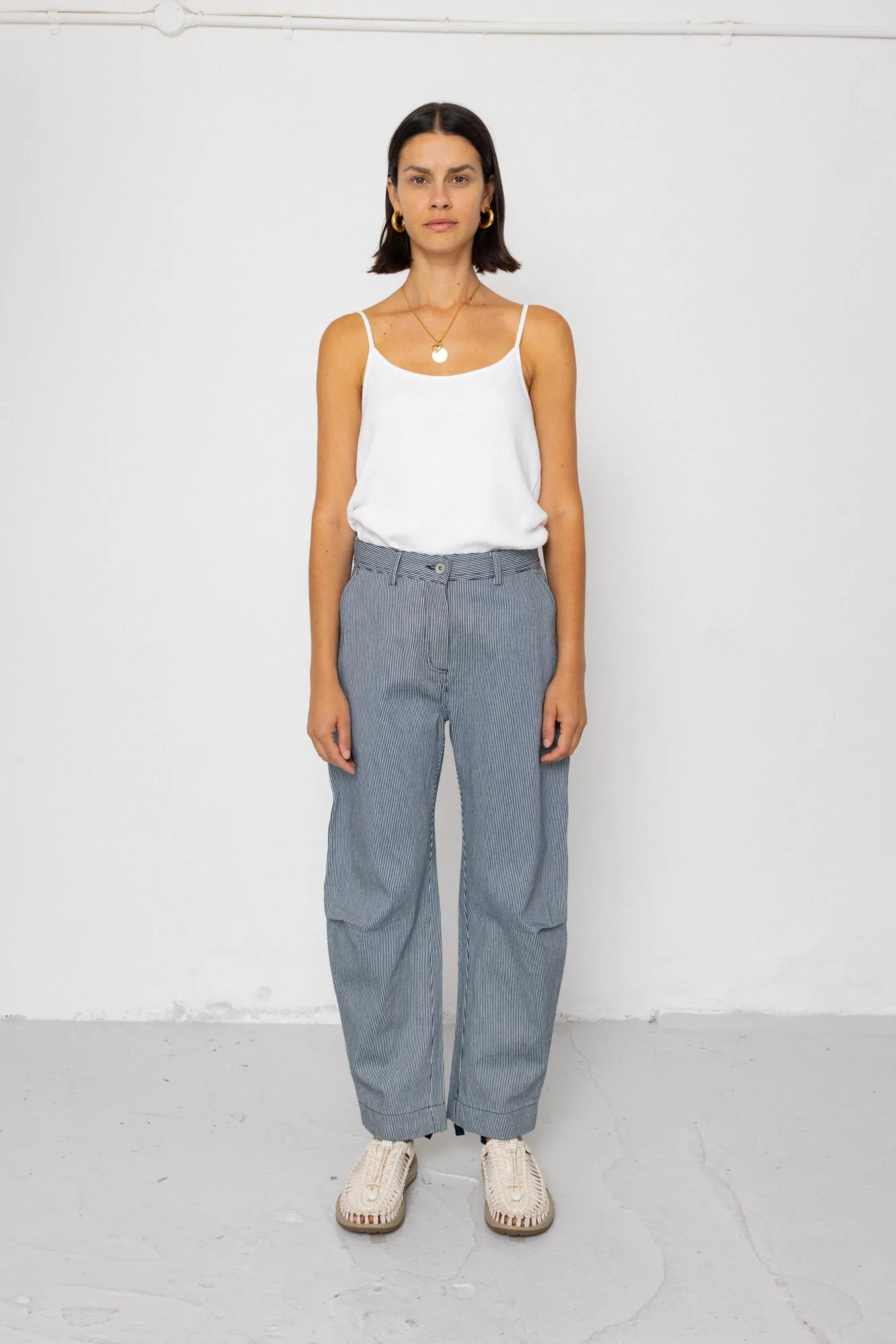 Barrel Trousers - Indigo Ticking Stripe sold by Folk product image thumbnail 3