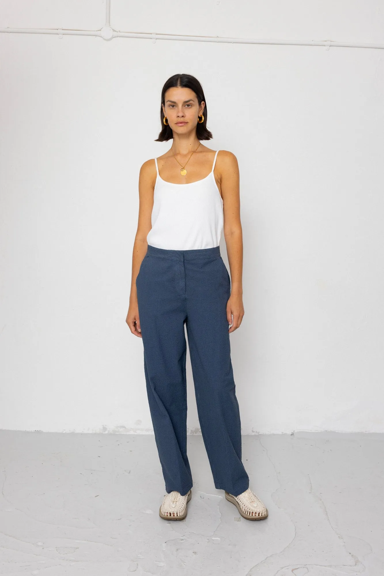 Suit Trousers - Soft Indigo Overdyed Stripe sold by Folk product image thumbnail 3