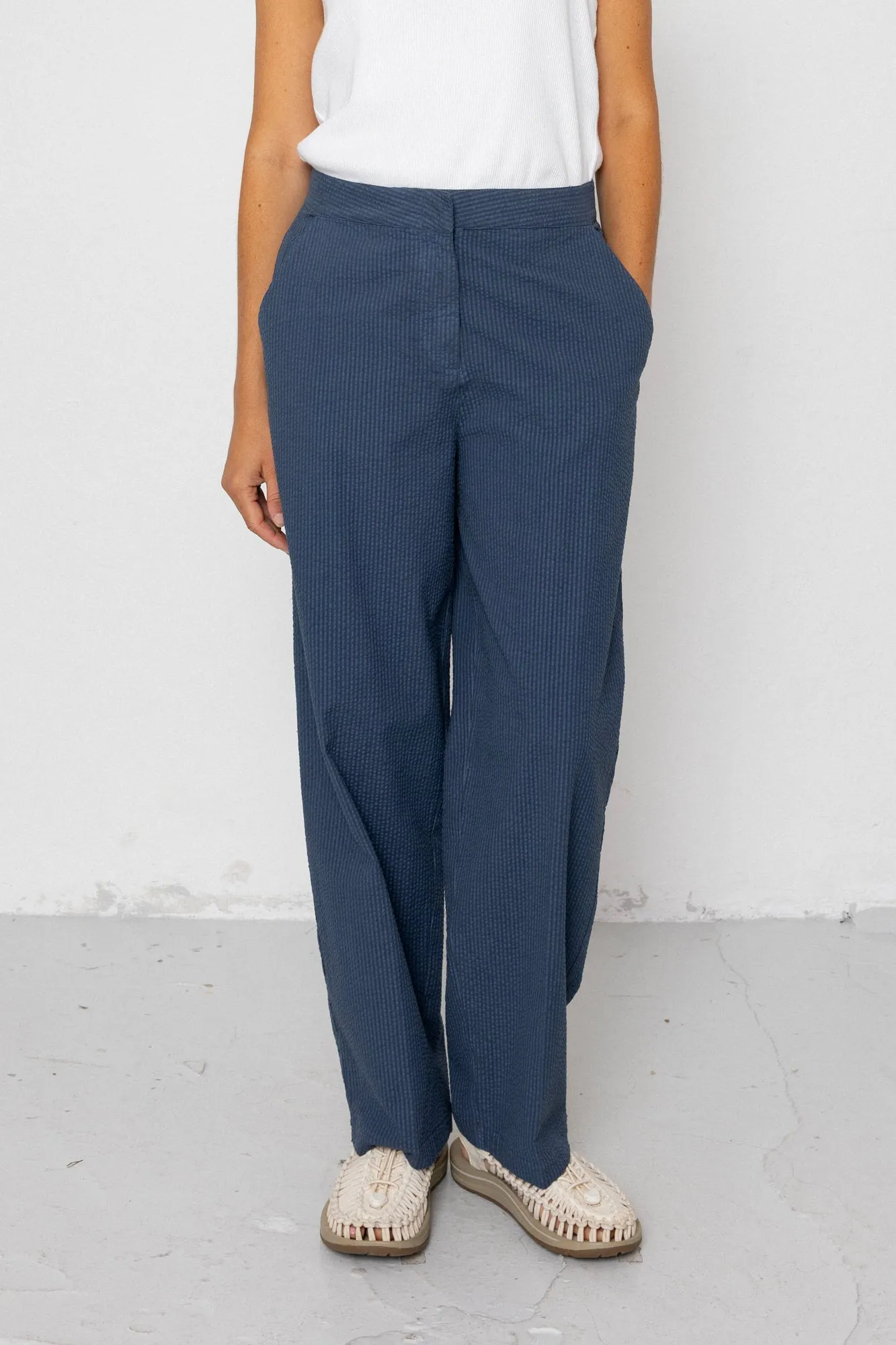 Suit Trousers - Soft Indigo Overdyed Stripe sold by Folk product image thumbnail 2