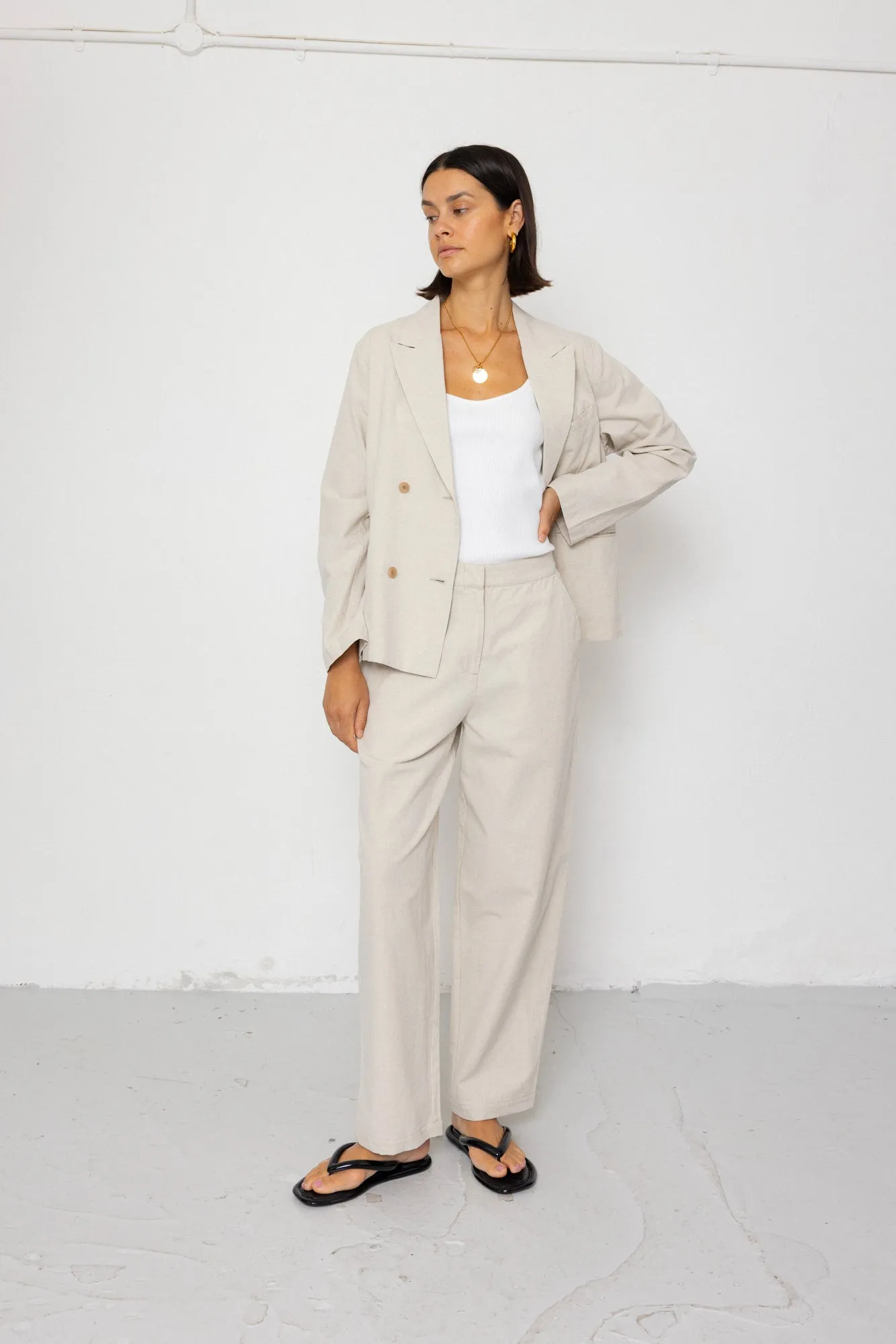 Relaxed Fit Blazer - Natural Linen Cotton Canvas sold by Folk product image thumbnail 5