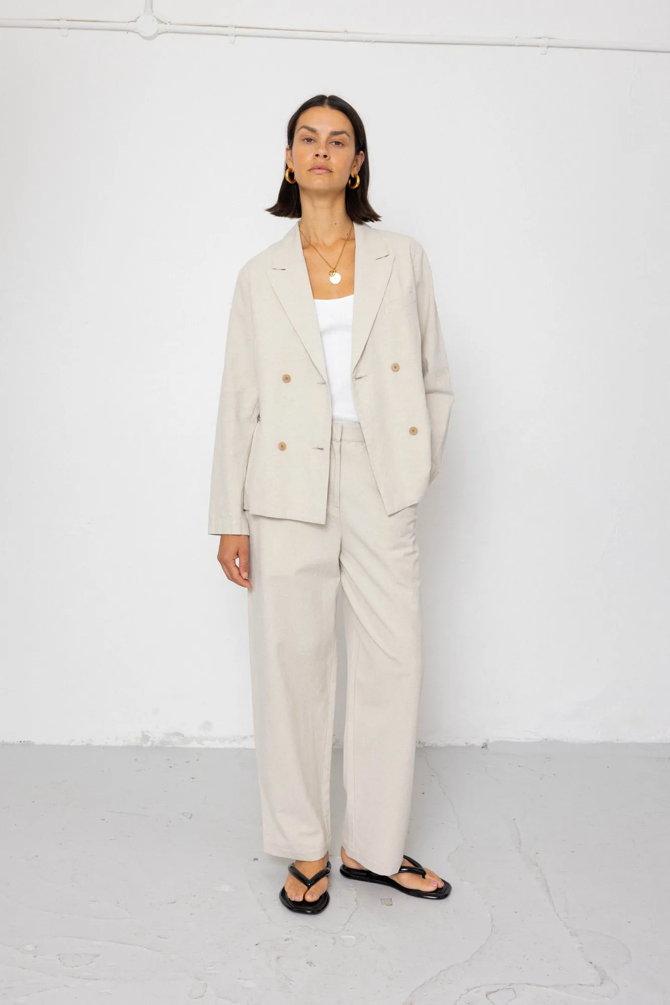 Relaxed Fit Blazer - Natural Linen Cotton Canvas sold by Folk product image thumbnail 2