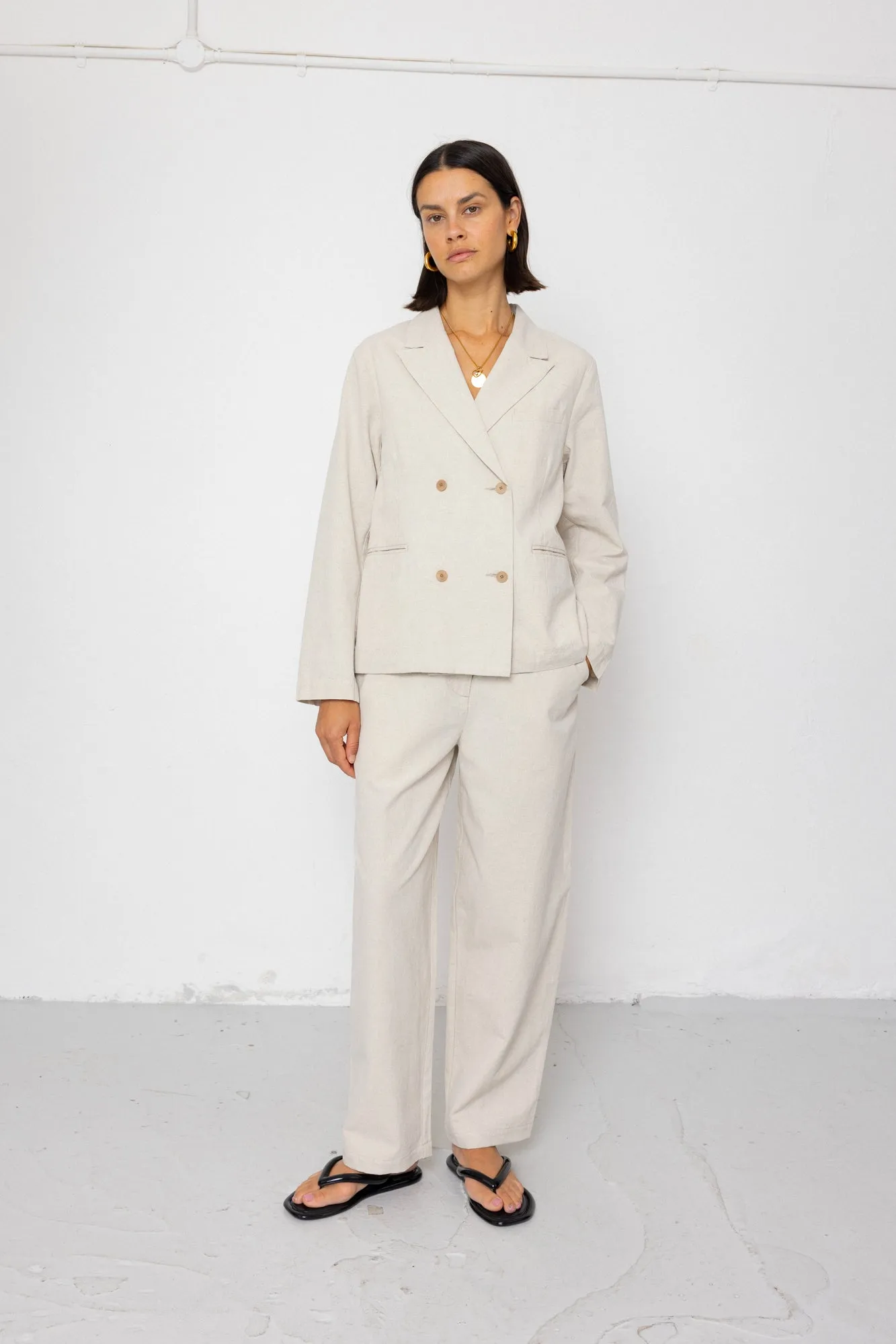 Relaxed Fit Blazer - Natural Linen Cotton Canvas sold by Folk product image thumbnail 3