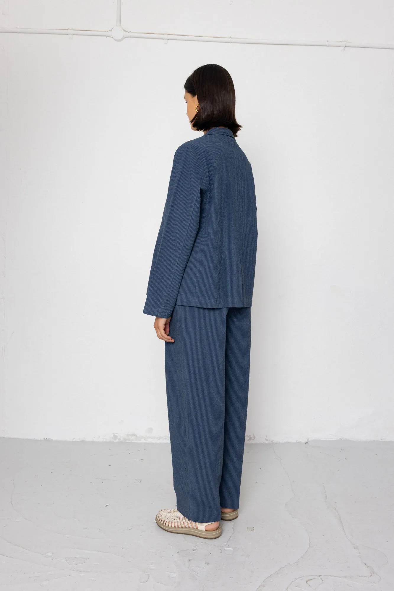 Relaxed Fit Blazer - Soft Indigo Overdyed Stripe sold by Folk product image thumbnail 5