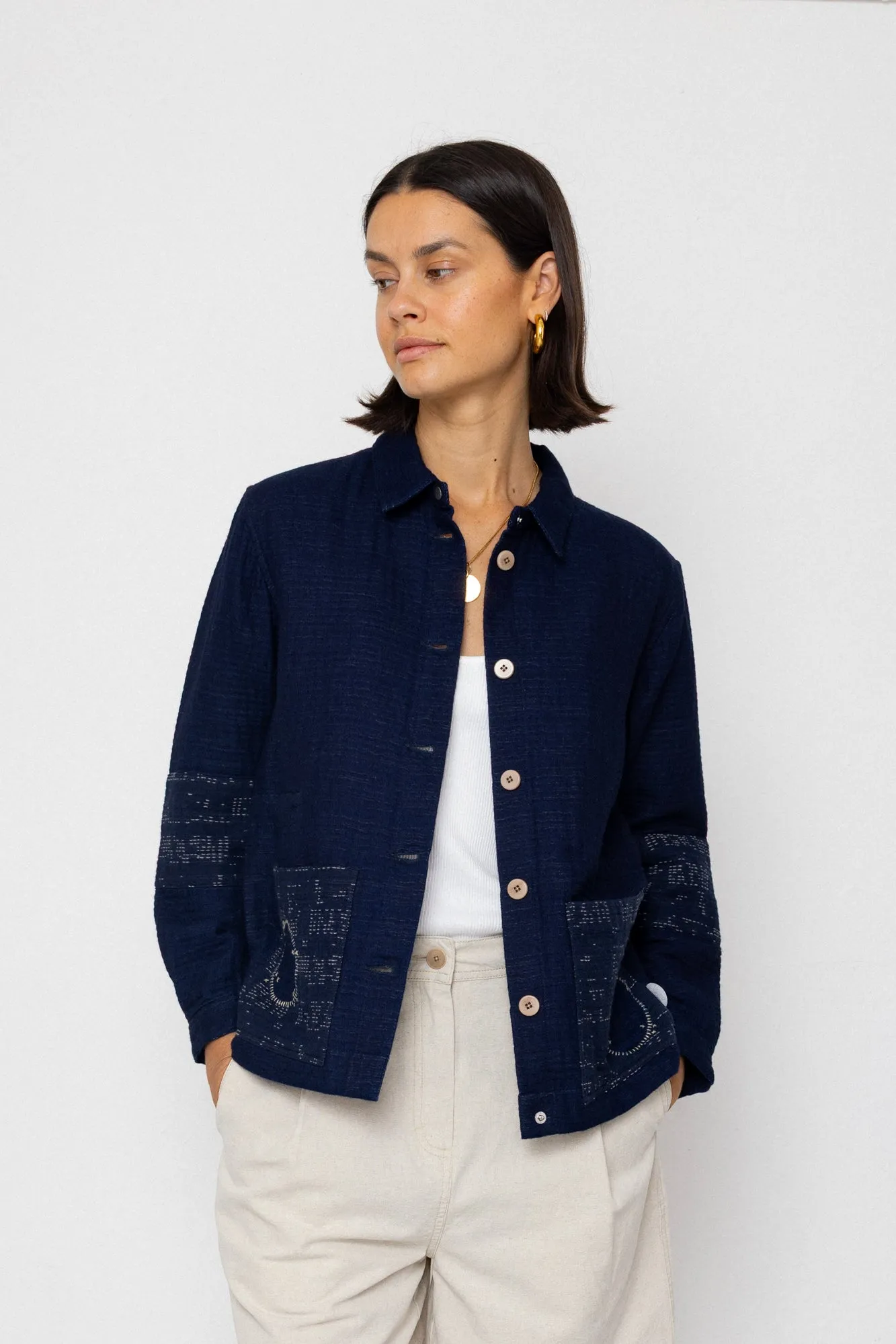 Assembly Jacket - Stray Float Stitch Indigo sold by Folk