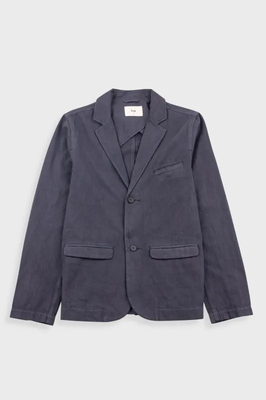 Lunar Blazer - Soft Black Cotton Linen sold by Folk