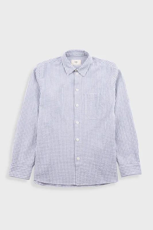 Easy Fit Shirt - Soft Blue Mini Check made by Folk