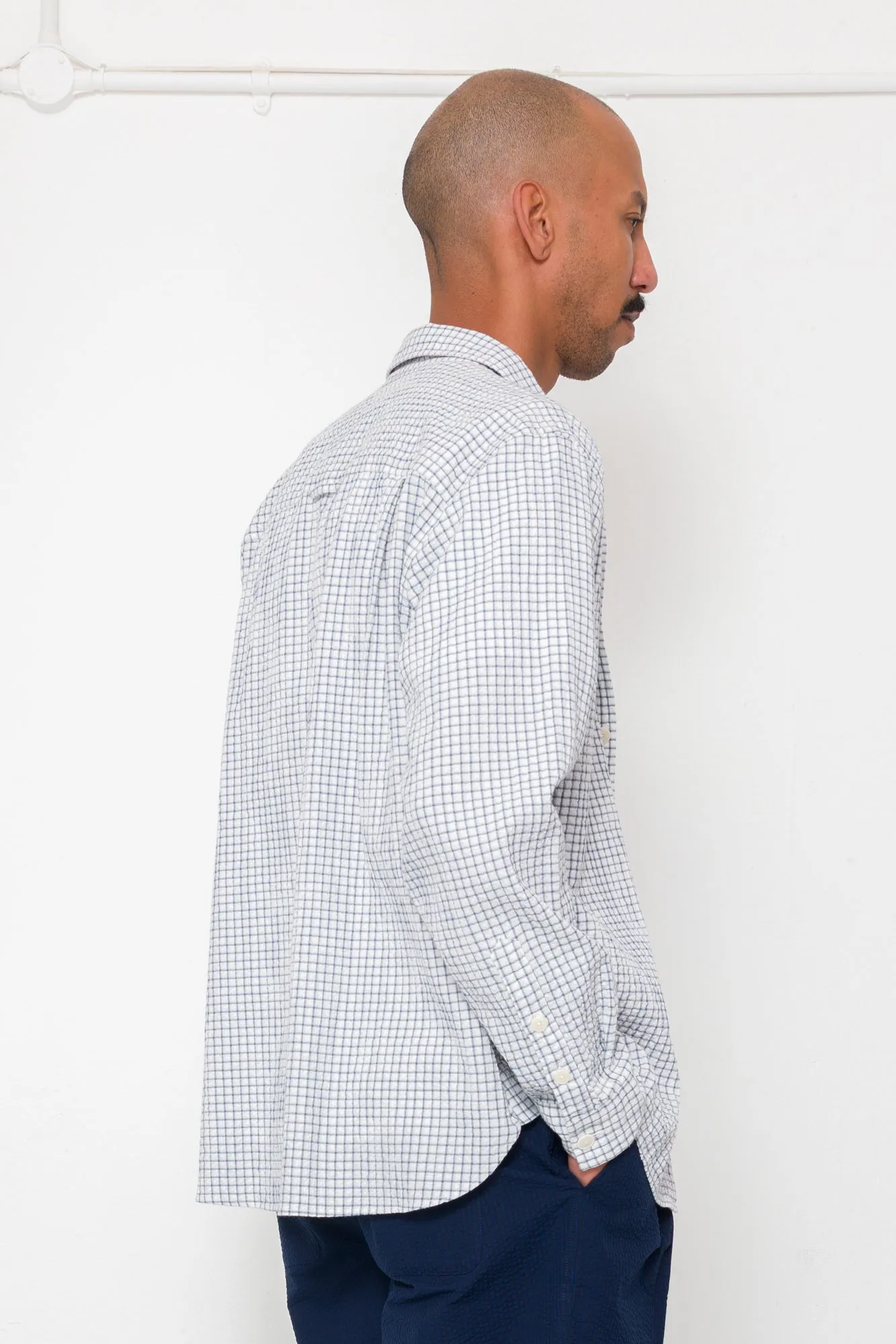 Easy Fit Shirt - Soft Blue Mini Check sold by Folk product image thumbnail 5