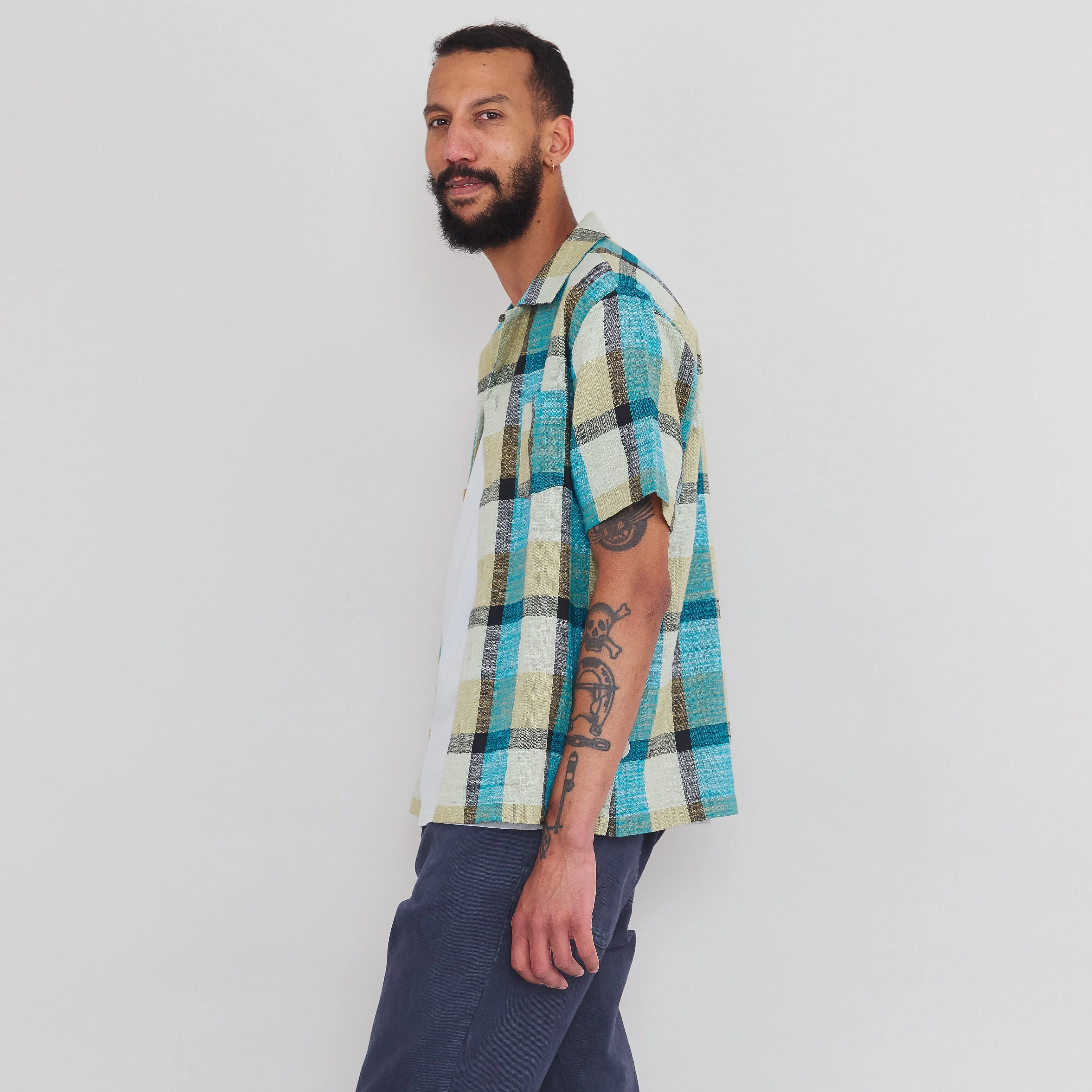 Short Sleeve Soft Collar Shirt - Multigingham Check sold by Folk product image thumbnail 3