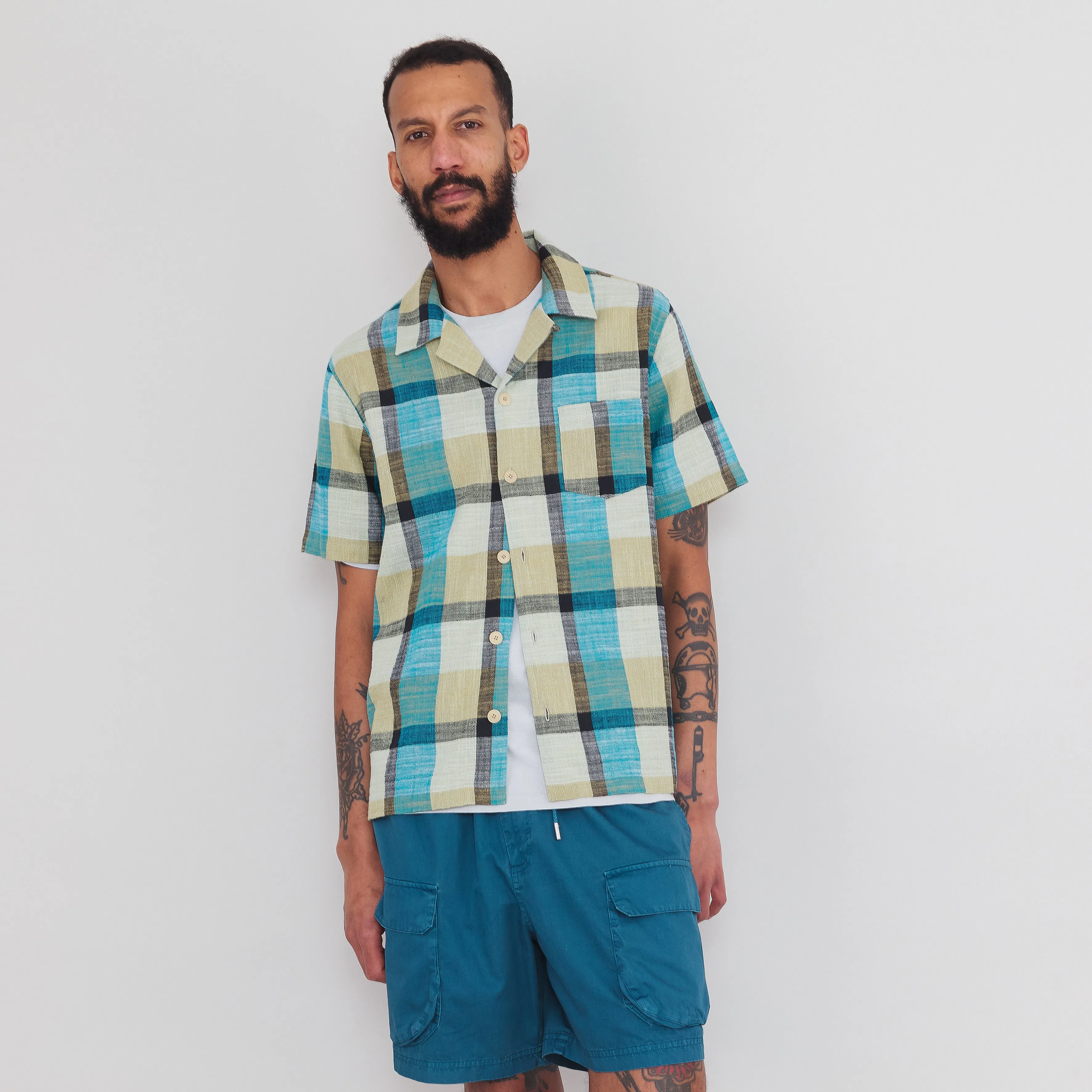 Short Sleeve Soft Collar Shirt - Multigingham Check sold by Folk
