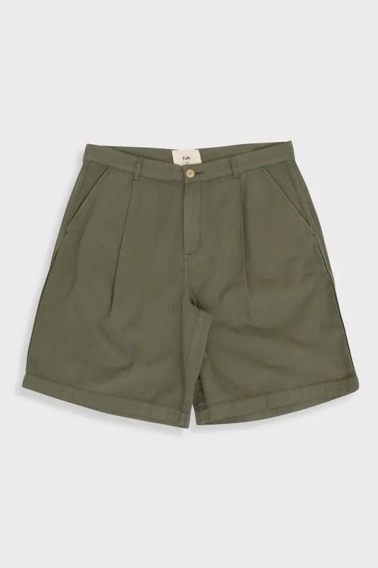 Wide Fit Short - Dark Sage Herringbone made by Folk