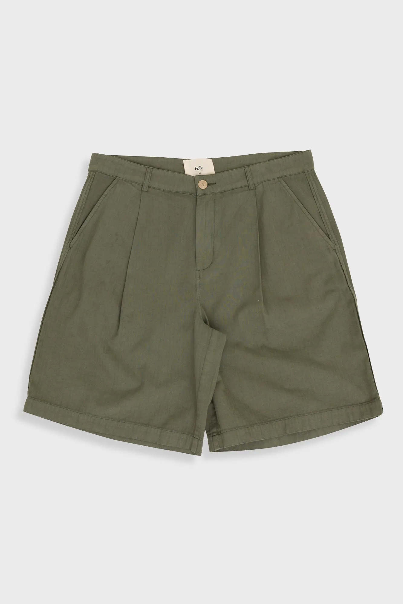 Wide Fit Short - Dark Sage Herringbone sold by Folk