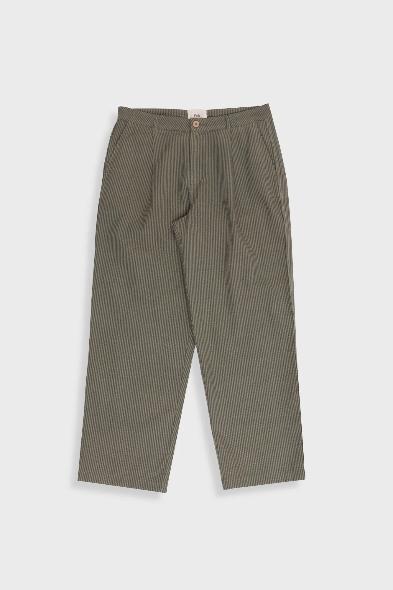 Wide Fit Trouser - Sage Overdyed Stripe sold by Folk