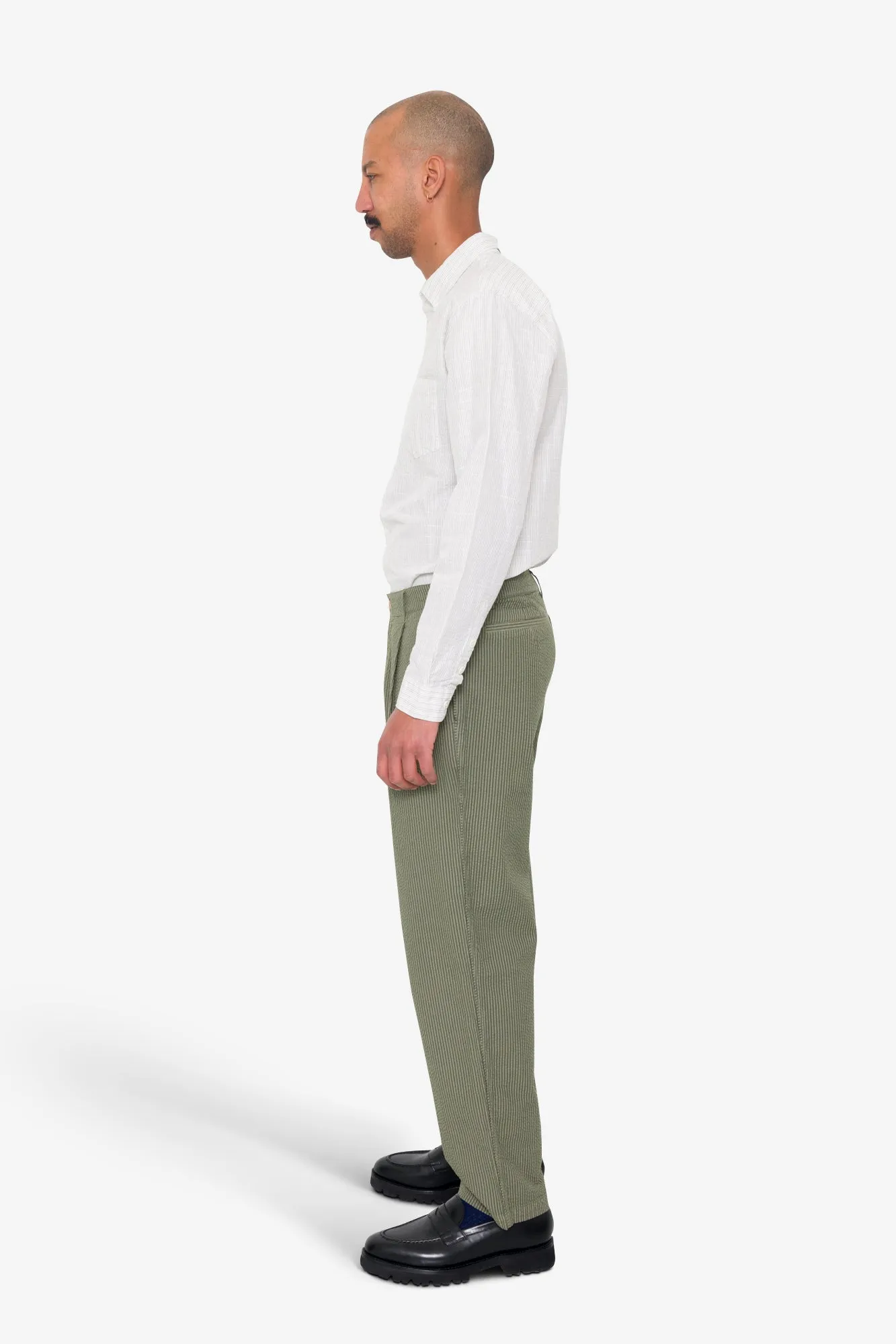 Wide Fit Trouser - Sage Overdyed Stripe sold by Folk product image thumbnail 4