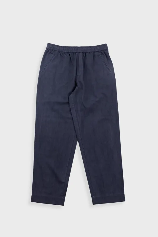 Drawcord Assembly Pant - Slate Blue Herringbone made by Folk
