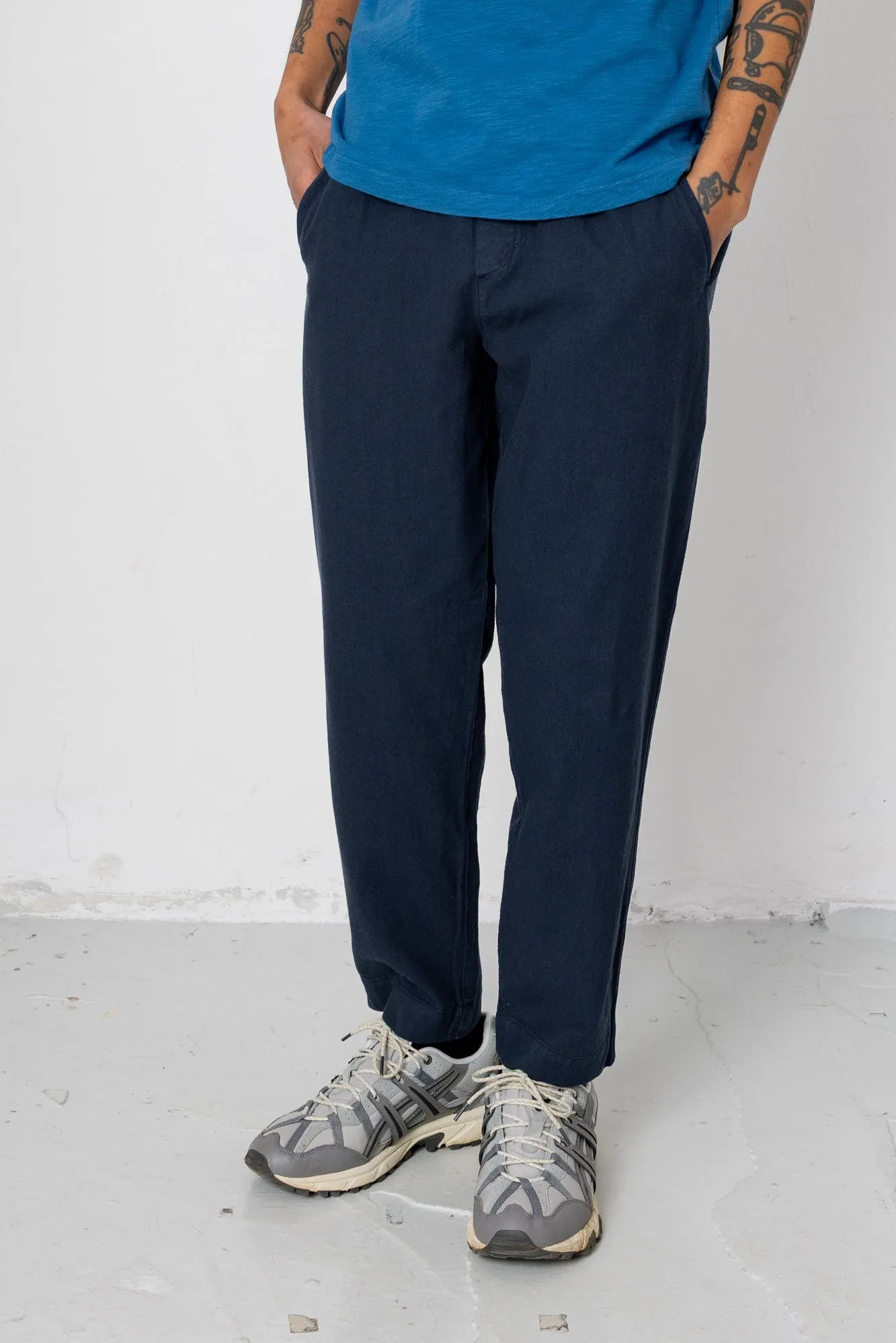 Drawcord Assembly Pant - Dark Navy Cotton Linen sold by Folk product image thumbnail 3